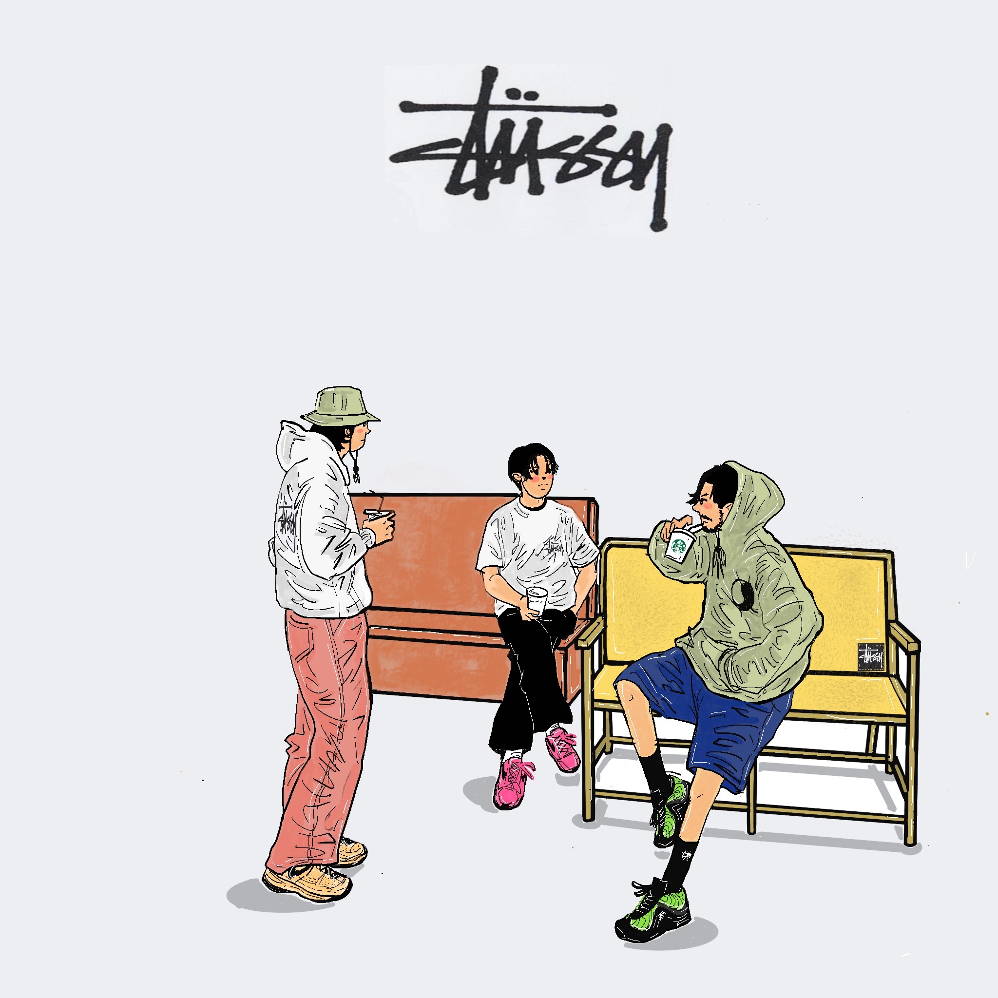 Nike x Stussy Air Penny II Vivid Green and Black, Nike x Stussy Air Max 2013 Fossil 착용 스타일