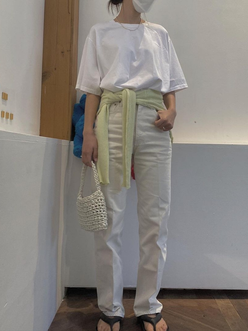 Auralee Hard Twist Denim 5P Pants White Ivory - 22SS, Auralee Hard Twist Denim 5P Pants Brown - 21AW 착용 스타일