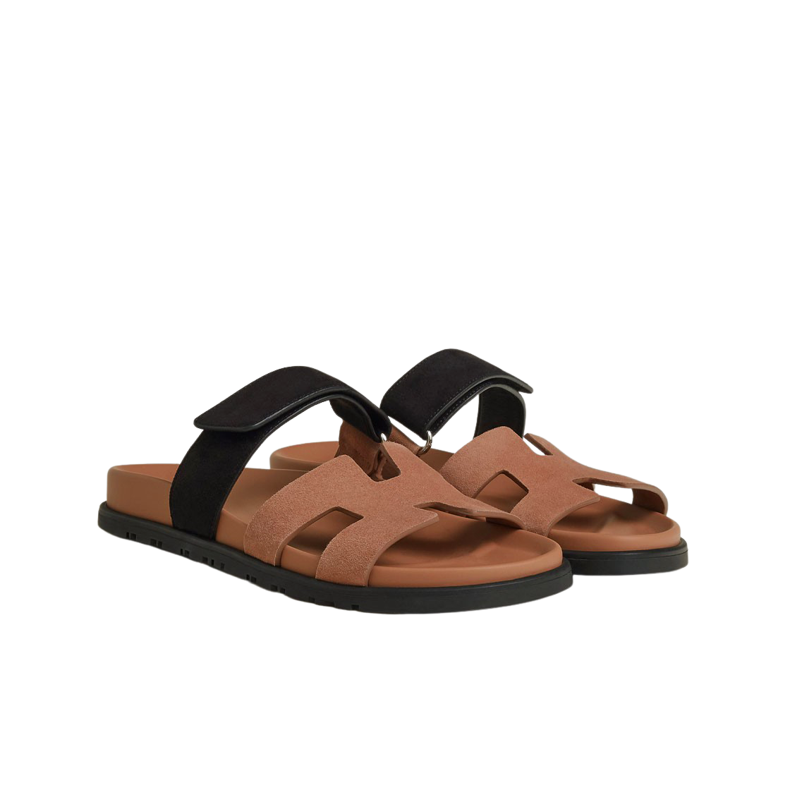 (W) 에르메스 시프레 샌들 스웨이드 고트스킨 & 로즈 뻬를르 누아((W) Hermes Chypre Sandal Suede Goatskin & Rose Perle Noir) - 2