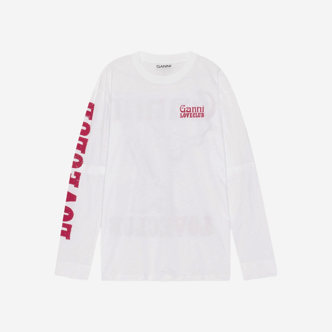 (W) Ganni Layered Long Sleeve T-Shirt Bright White 상세 이미지 1