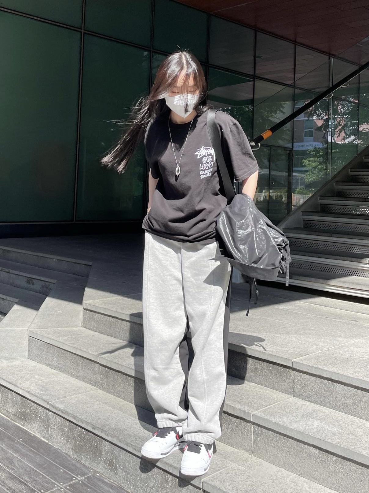 Nike x Peaceminusone Air Force 1 Low Para-Noise 2.0, Stussy x Our Legacy Surfman T-Shirt Black - 21SS 착용 스타일 - 2