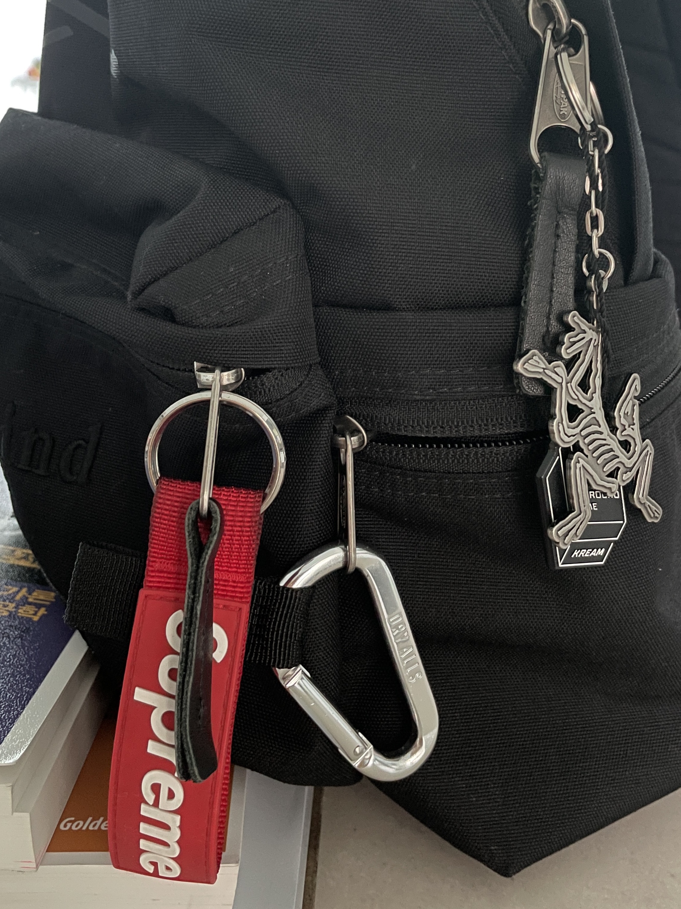 Arc'teryx Keyring Metal, Supreme Webbing Keychain Red - 20FW 착용 스타일