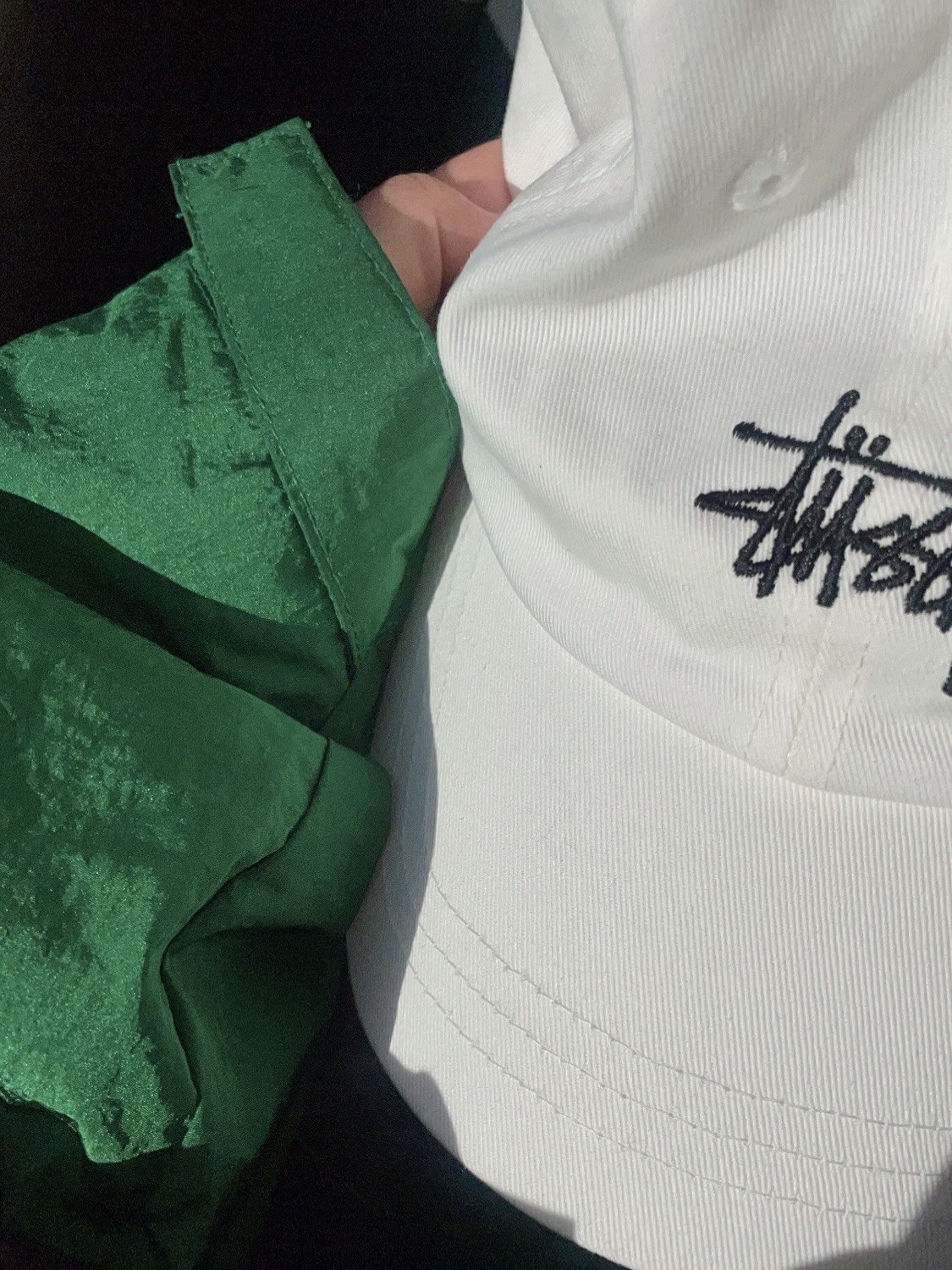 Stussy Stock Low Pro Cap Natural, BAPE Bape Sta Low M1 Autumn Green 착용 스타일 - 2