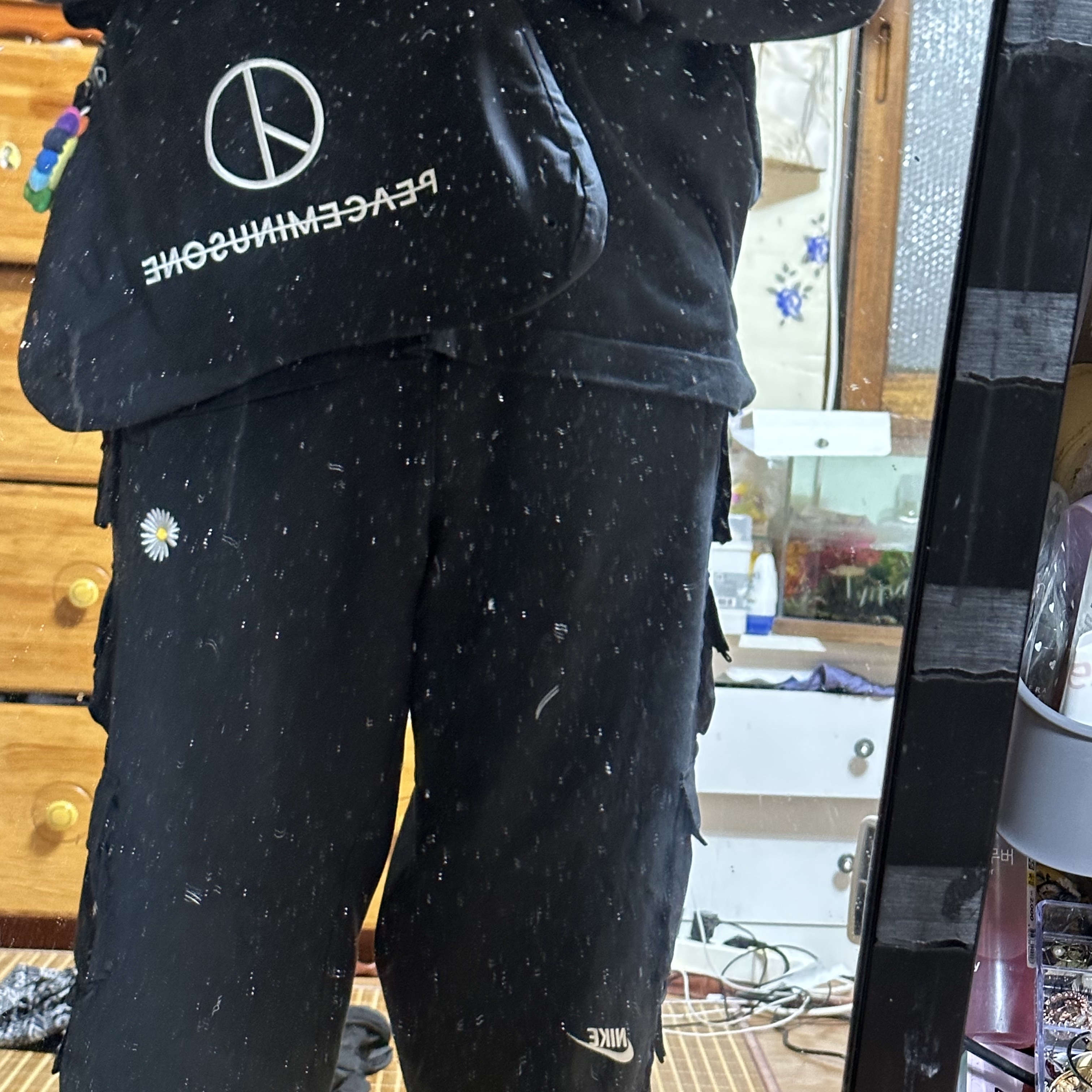 Nike x Peaceminusone Wide Pants Black (DR0096-010) 착용 스타일