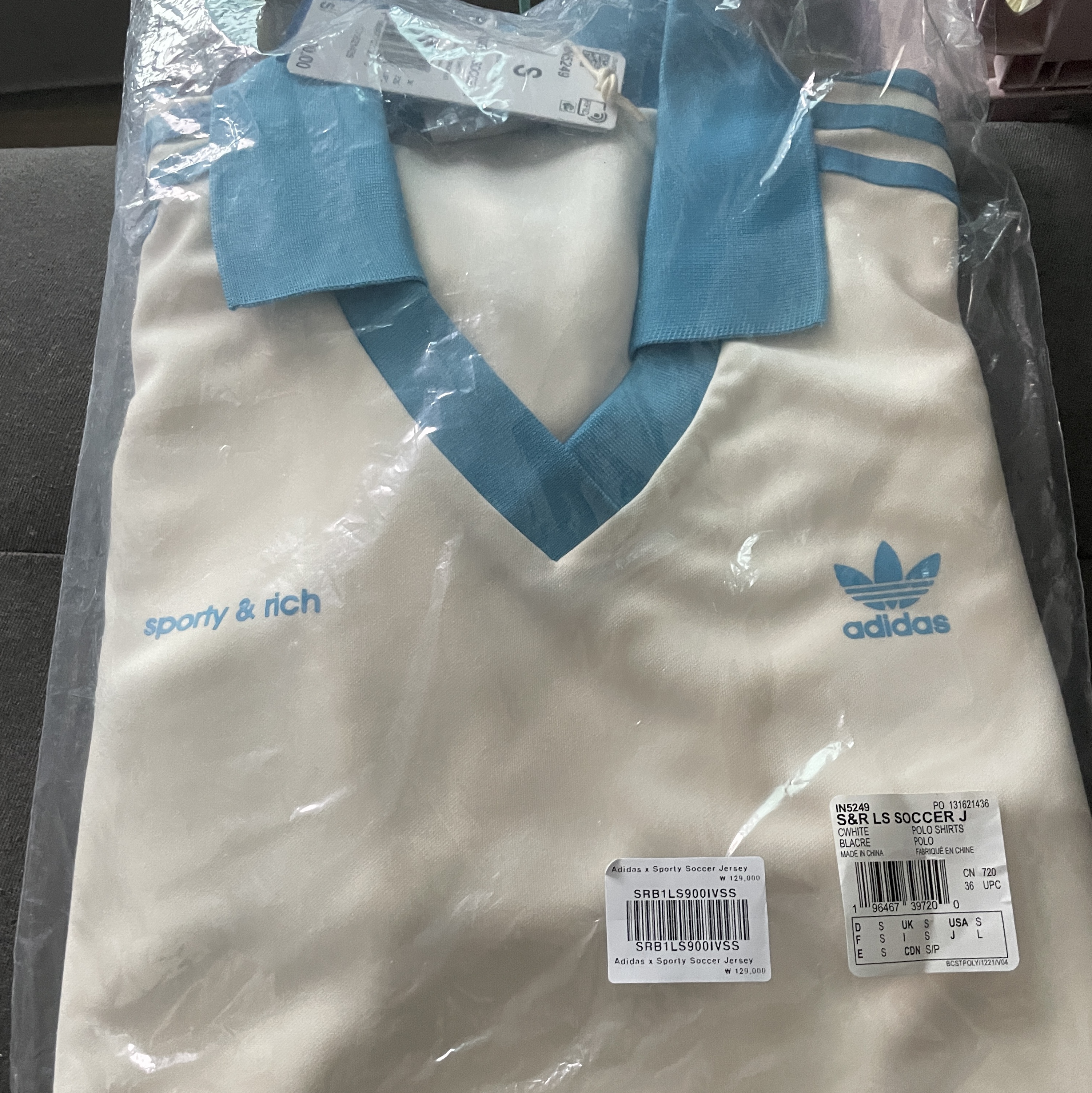 (W) Adidas x Sporty & Rich Long Sleeve Football Jersey Cream White - US Sizing, (W) Adidas x Sporty & Rich Long Sleeve Football Jersey Cream White - KR Sizing 착용 스타일