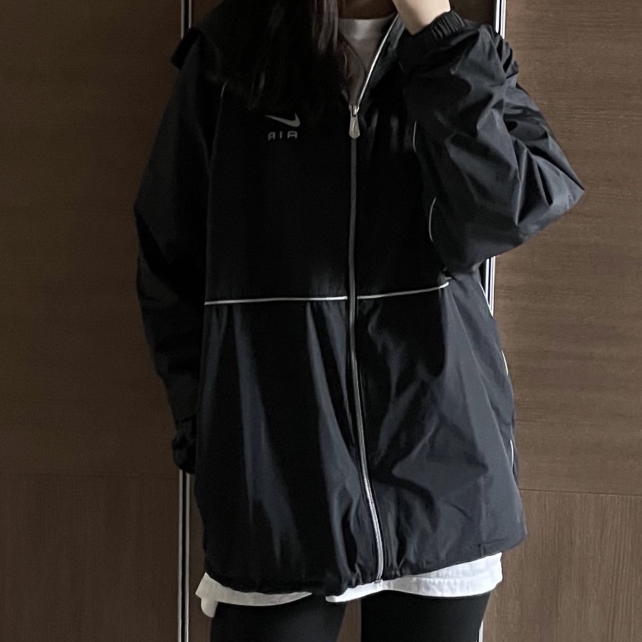 Nike Air Full Zip Hooded Woven Jacket Black - Asia 착용 스타일