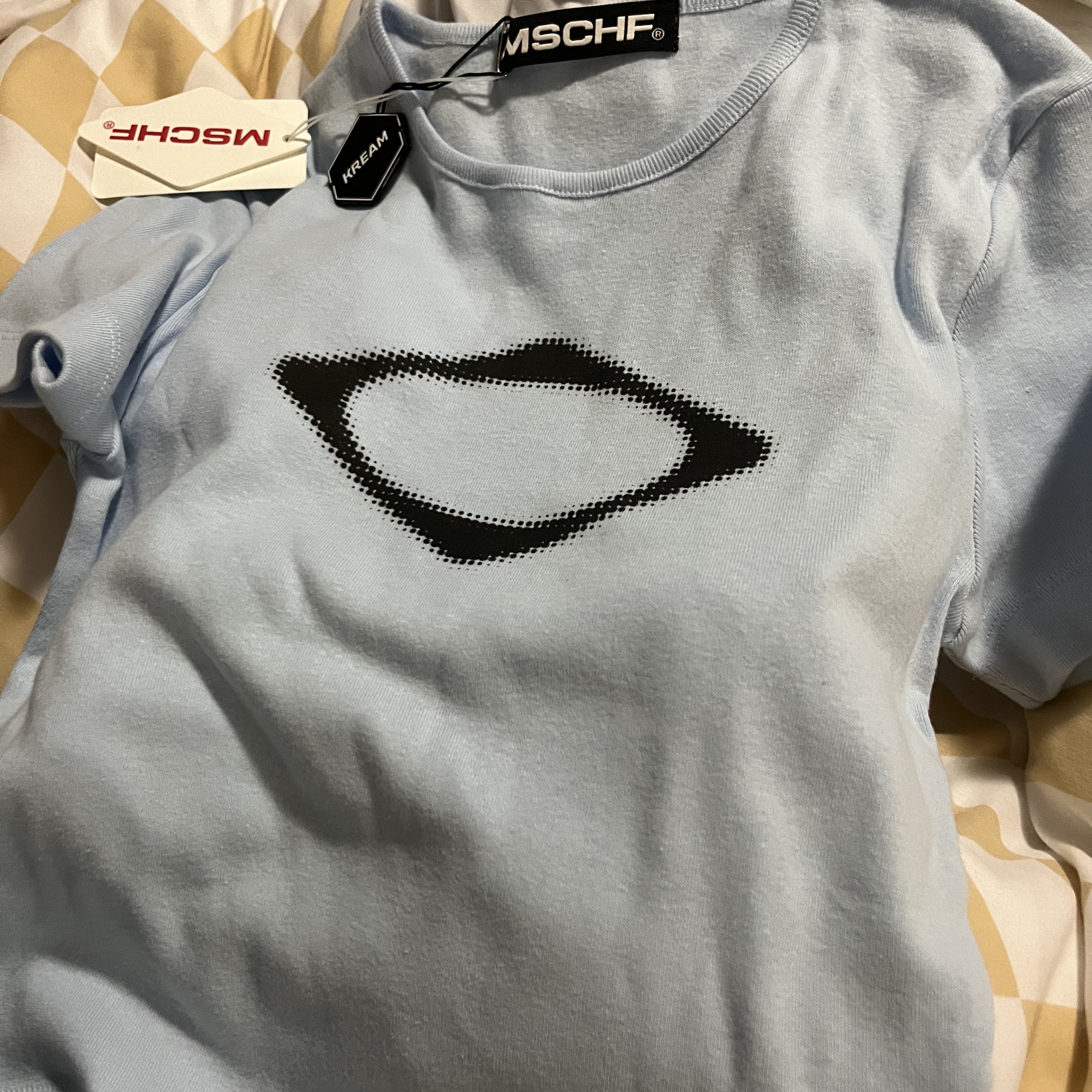 (W) Mischief Rhombus Blur T-Shirt Mini Sky Blue - The Hyundai Seoul Exclusive 착용 스타일 - 2