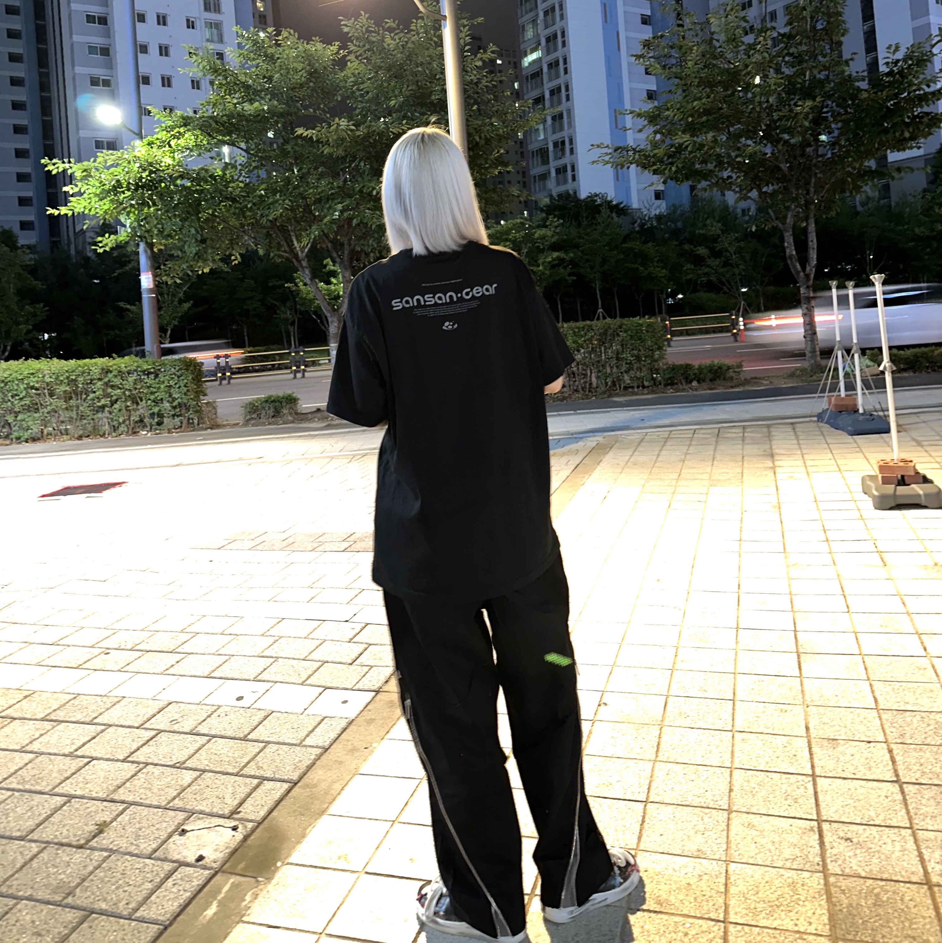 Nike x Peaceminusone Air Force 1 Low Para-Noise, Sansan Gear Logo T-Shirt Black - 23SS 착용 스타일