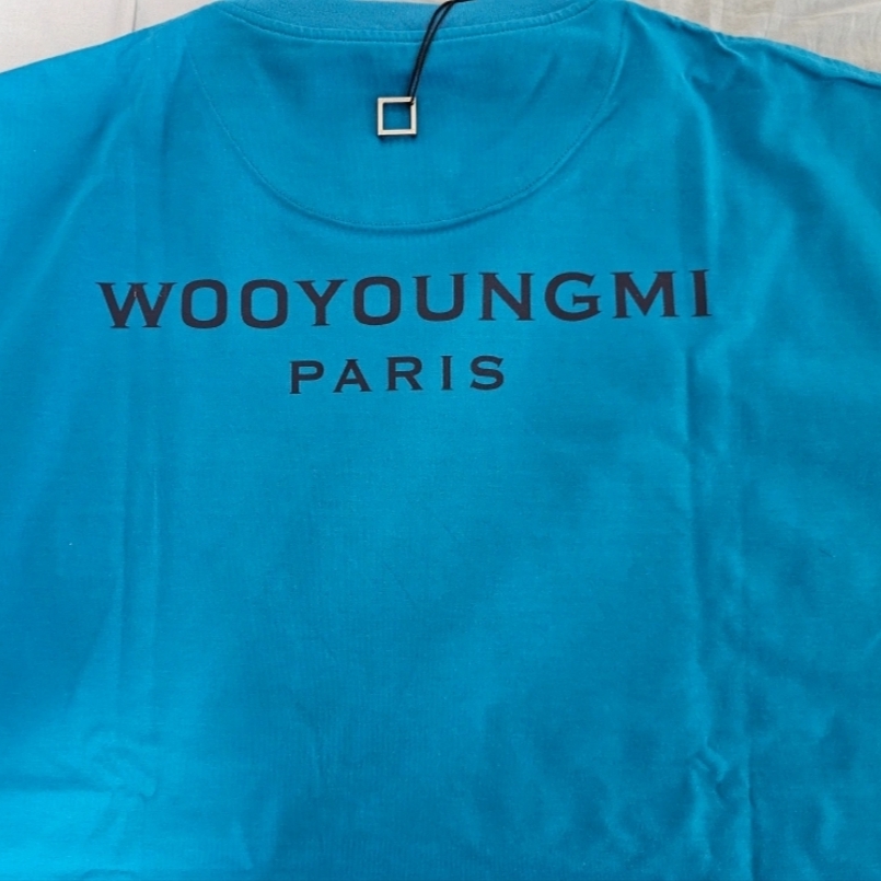 Wooyoungmi Cotton Back Logo T-Shirt Blue - 23SS 착용 스타일