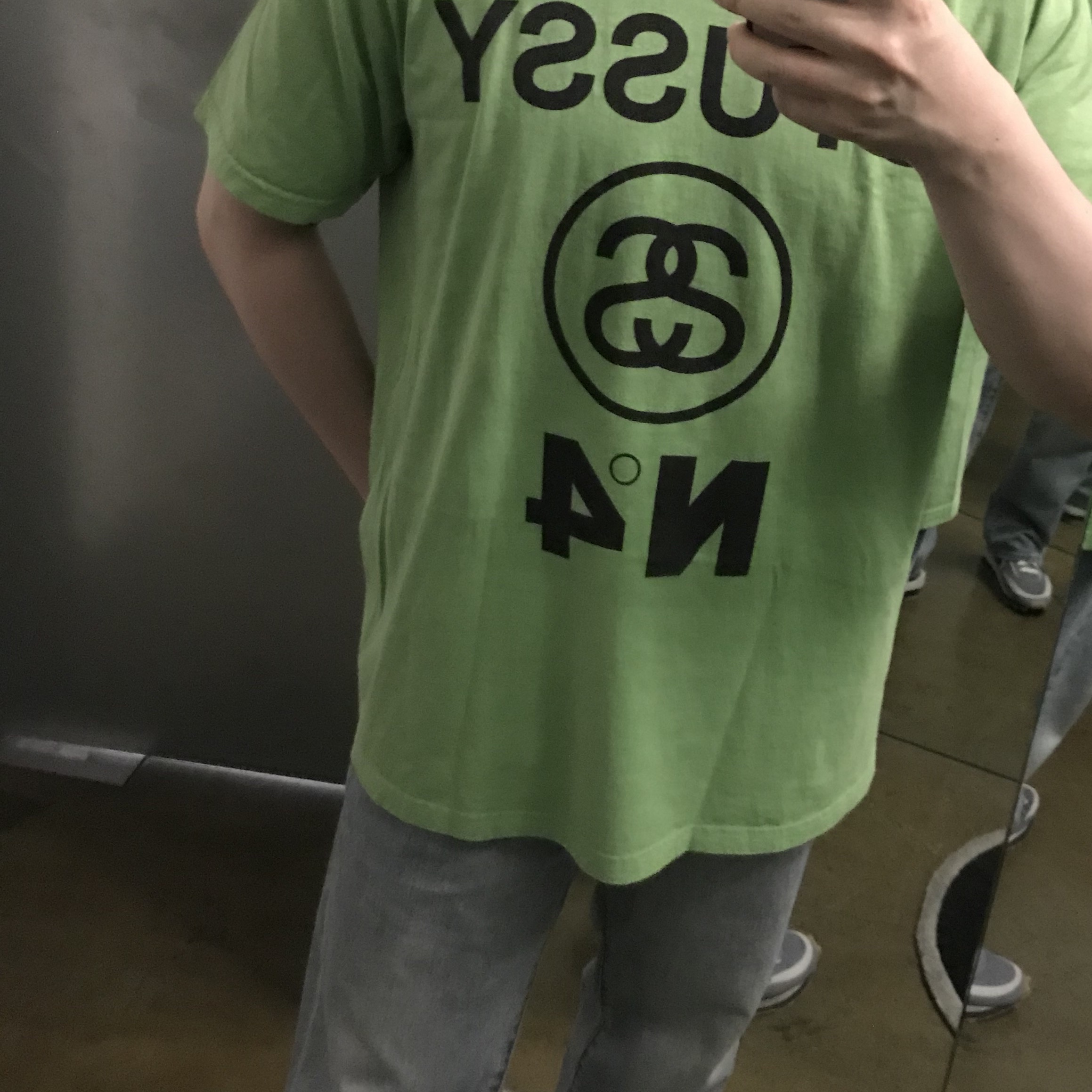 Stussy Pigment Dyed Stussy No.4 T-Shirt Green 착용 스타일