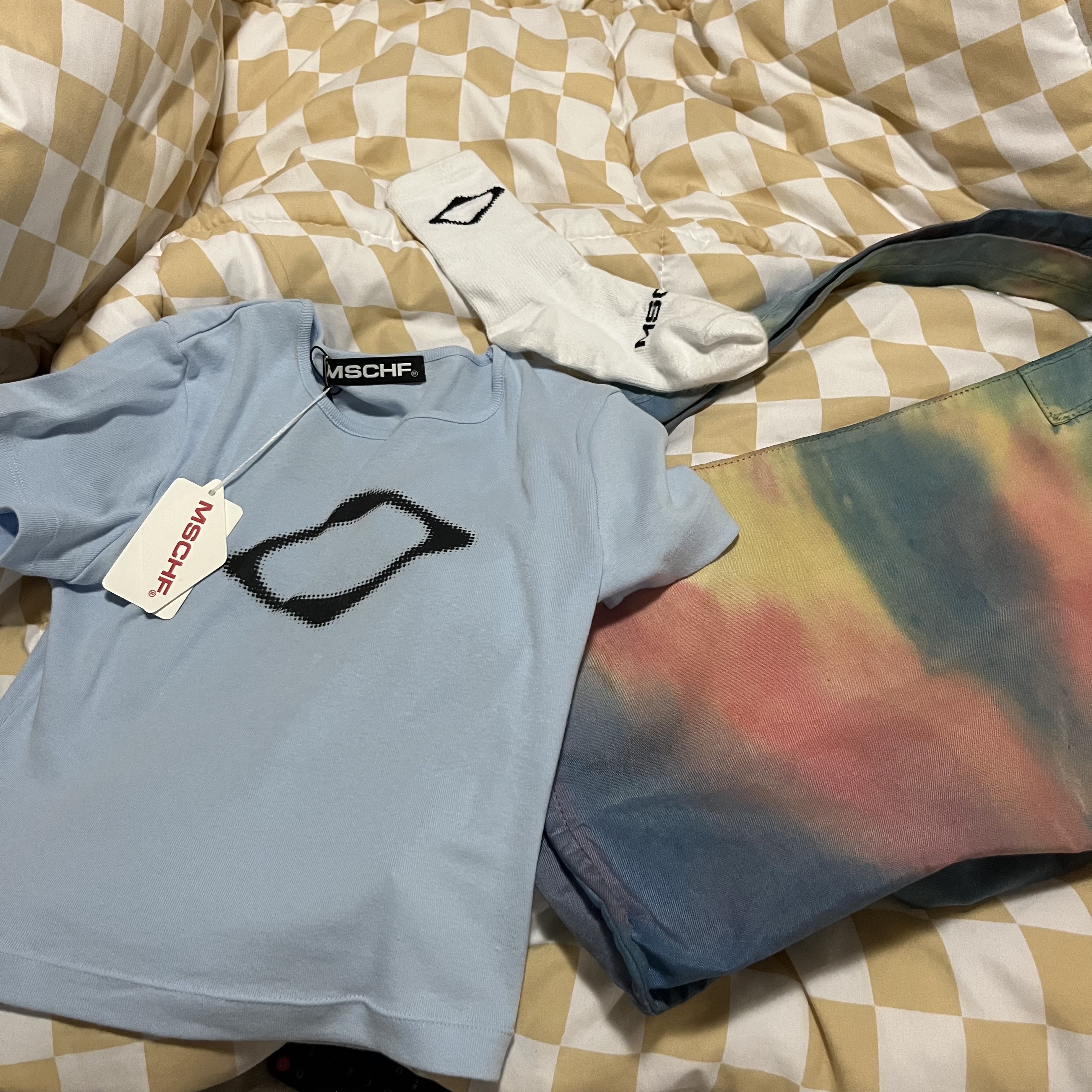 (W) Mischief Rhombus Blur T-Shirt Mini Sky Blue - The Hyundai Seoul Exclusive 착용 스타일 - 1