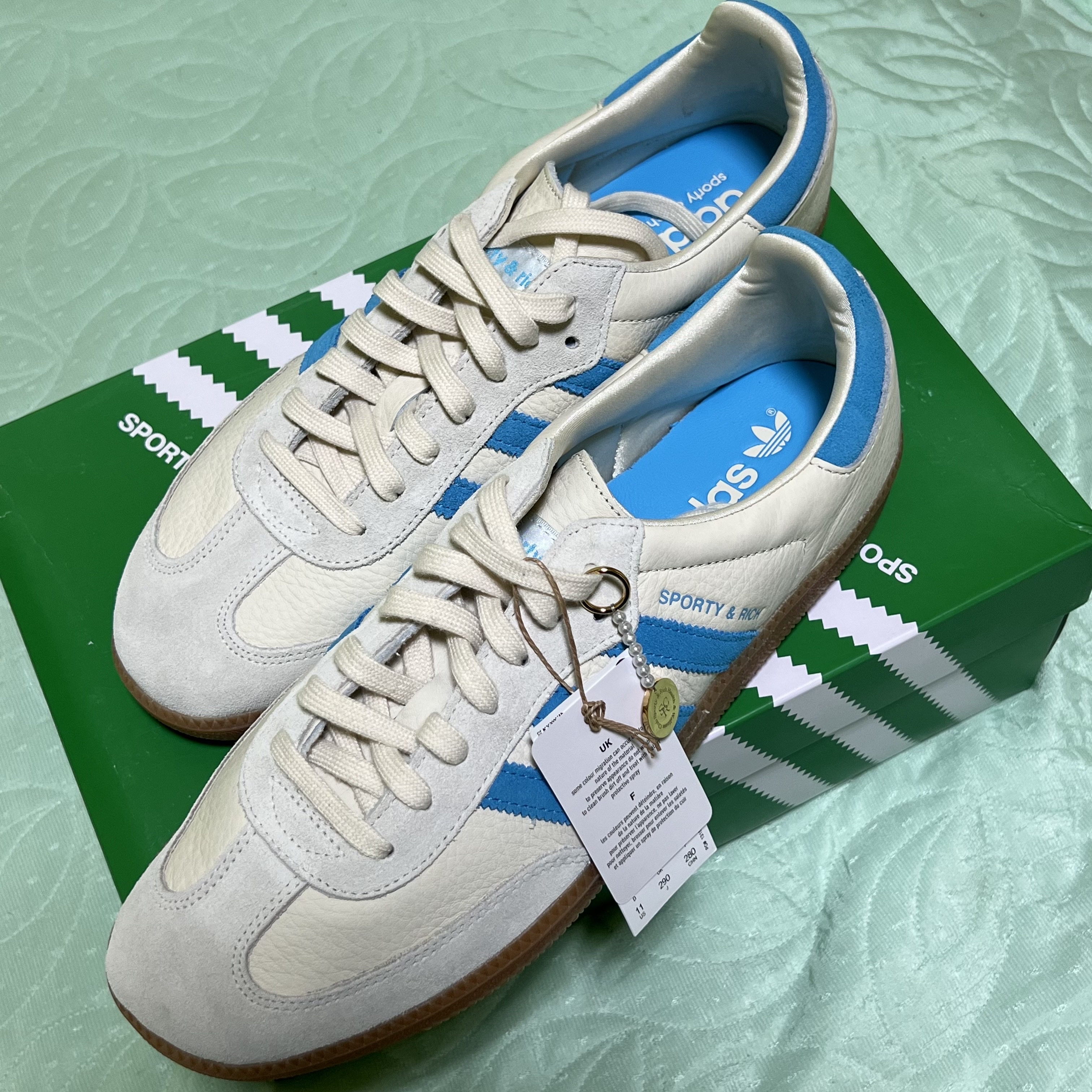Adidas x Sporty & Rich Samba Cream Blue 착용 스타일