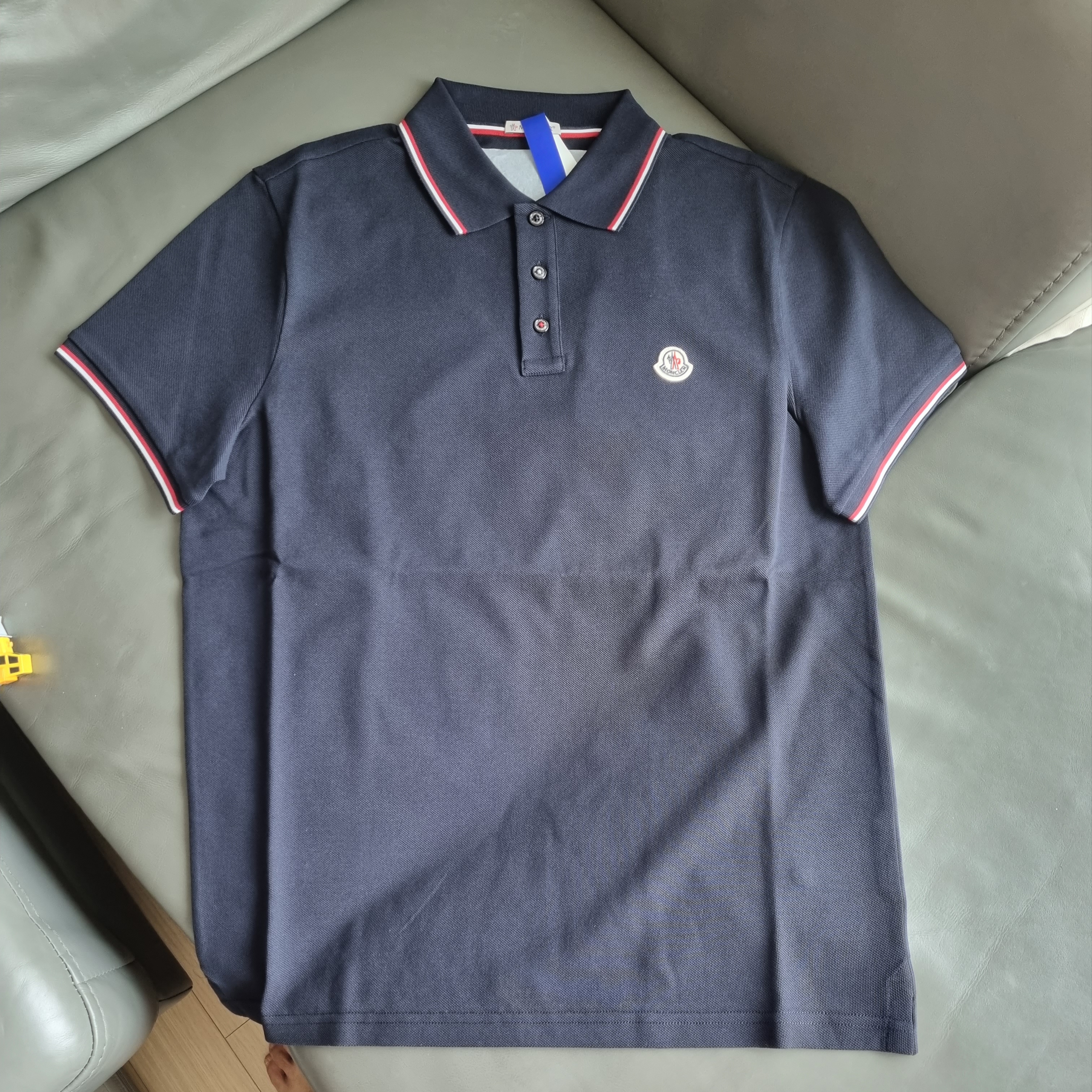 Moncler Logo Polo Shirt Navy Blue - 23SS 착용 스타일
