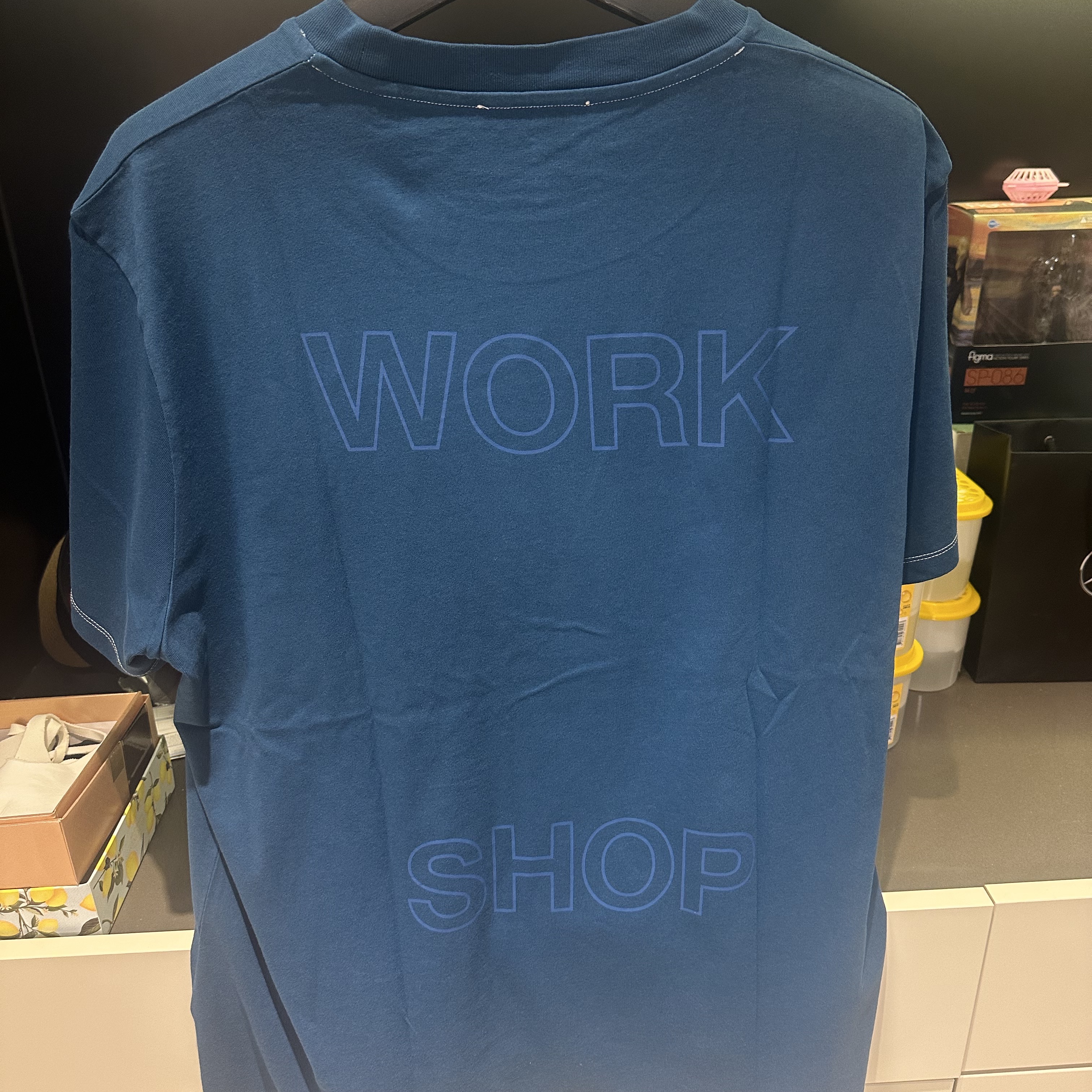 Our Legacy Work Shop Box T-Shirt Gibraltar Sea, Nike x Off-White NRG Track Pants Black - Asia 착용 스타일 - 3