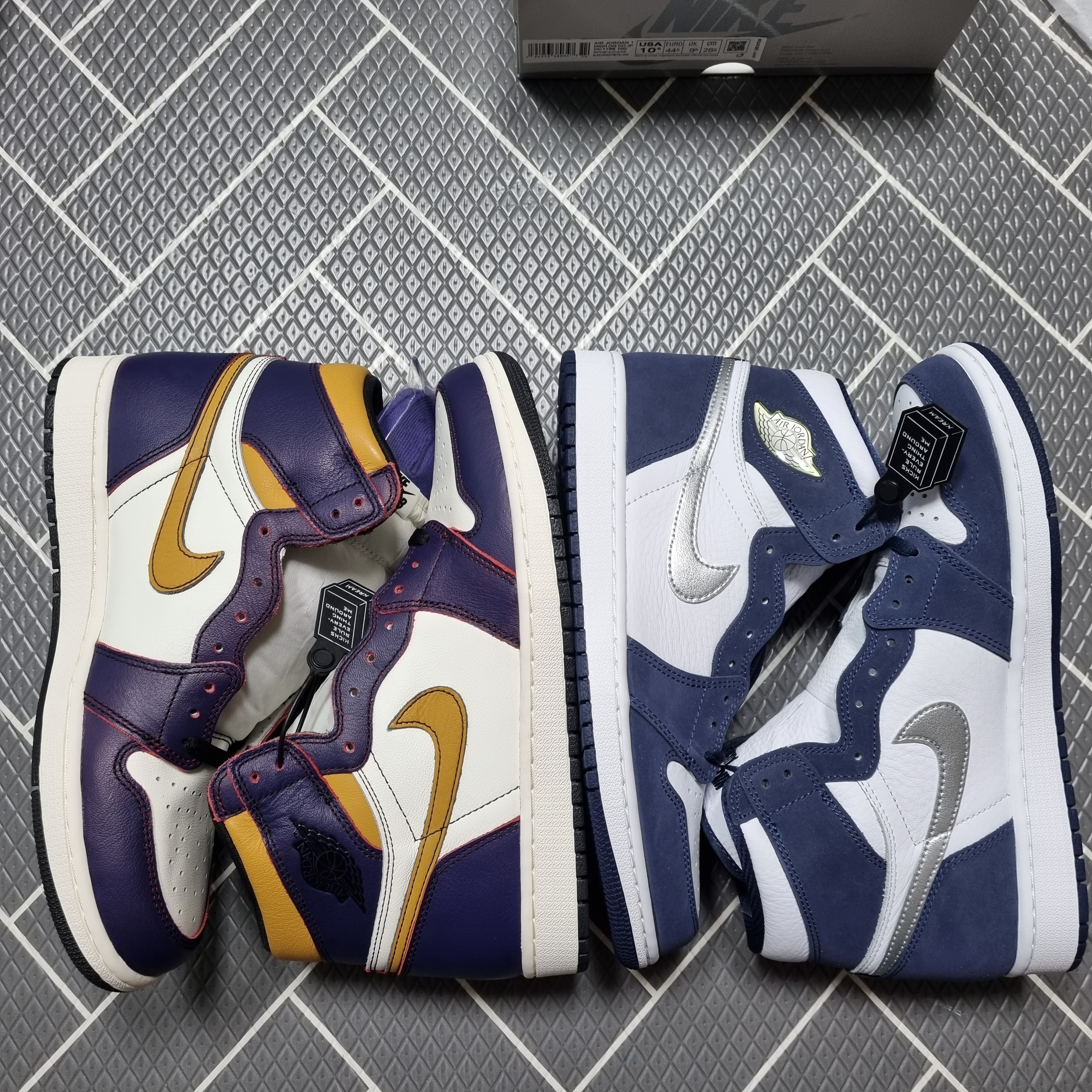 Jordan 1 Retro High OG CO.JP Midnight Navy, Jordan 1 Retro High OG Defiant SB LA to Chicago 착용 스타일