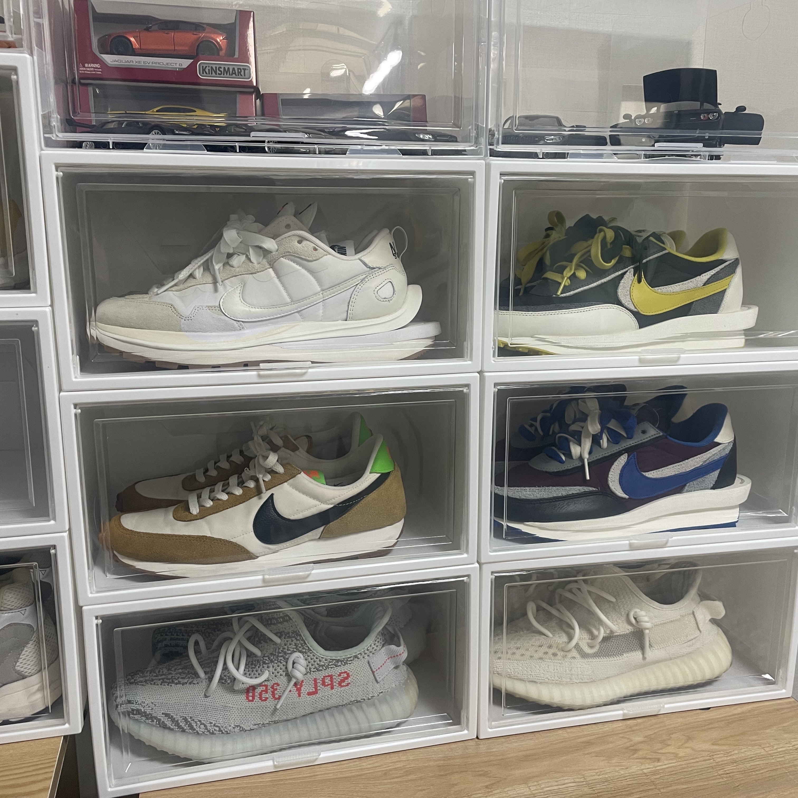 Nike x Sacai x Undercover LDWaffle Night Maroon Team Royal, Nike x Sacai x Undercover LDWaffle Black Bright Citron 착용 스타일 - 2