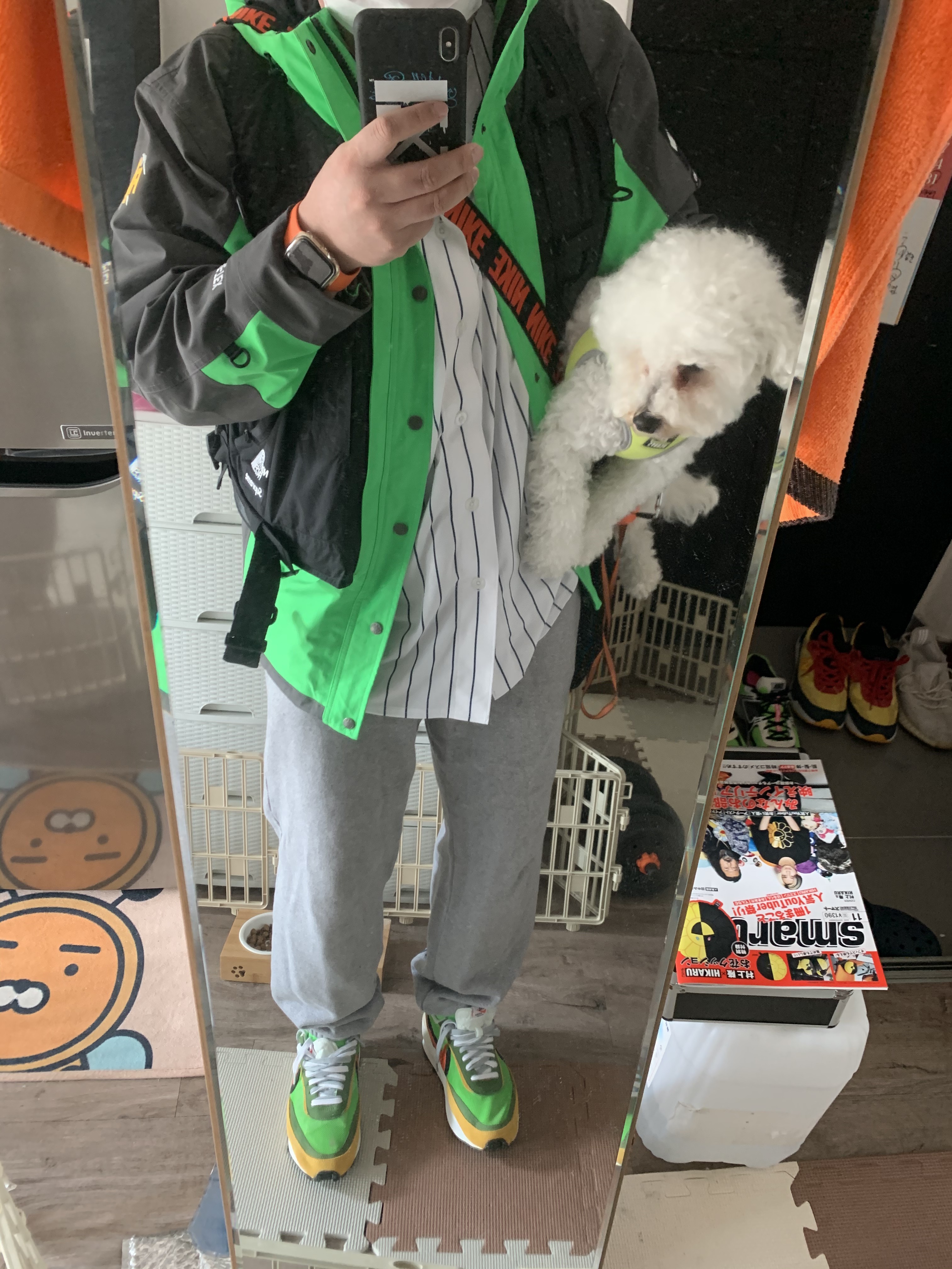 Supreme x The North Face RTG Jacket + Vest Green - 20SS, Nike x Sacai LDWaffle Green Multi 착용 스타일