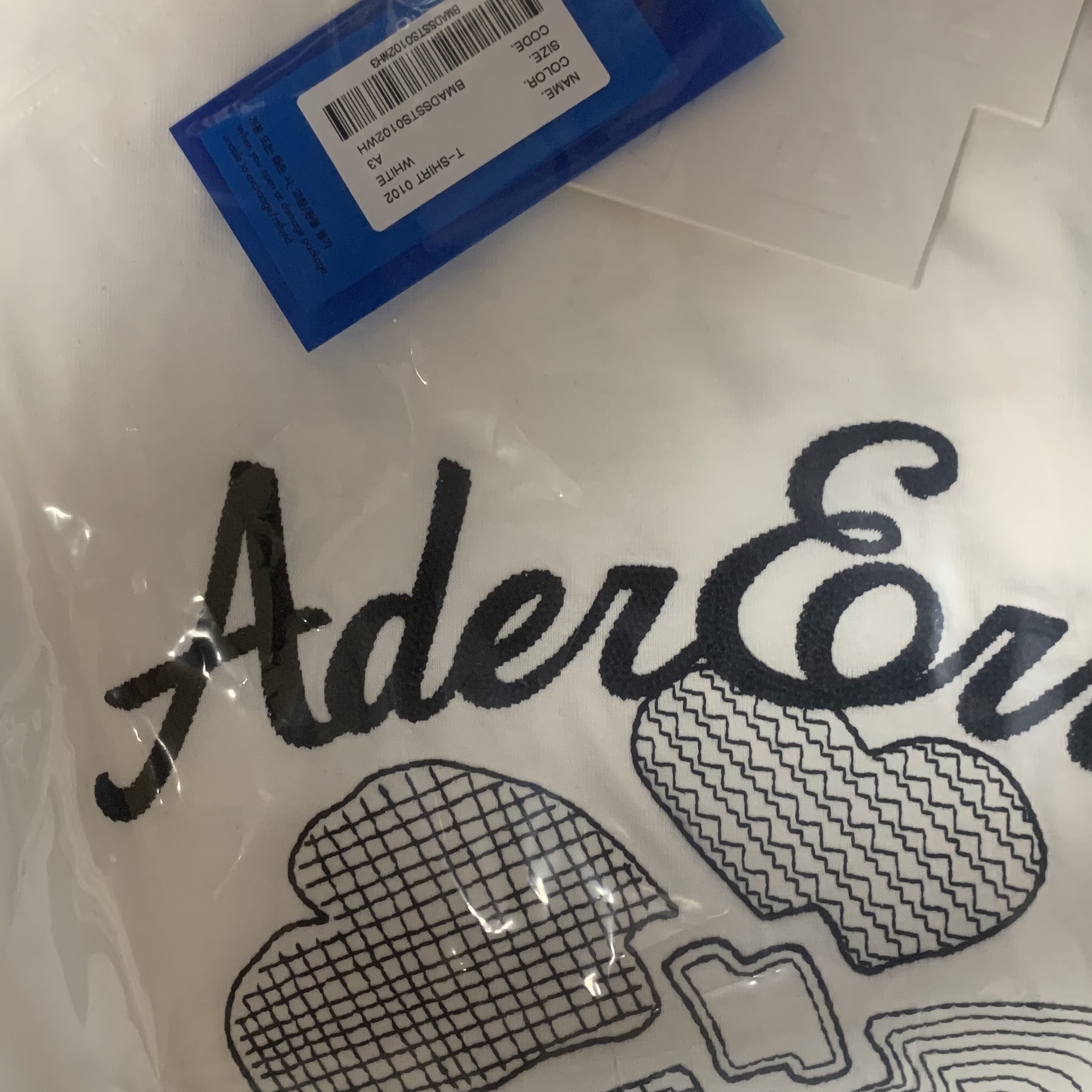Ader Error Tever Logo T-Shirt White 착용 스타일