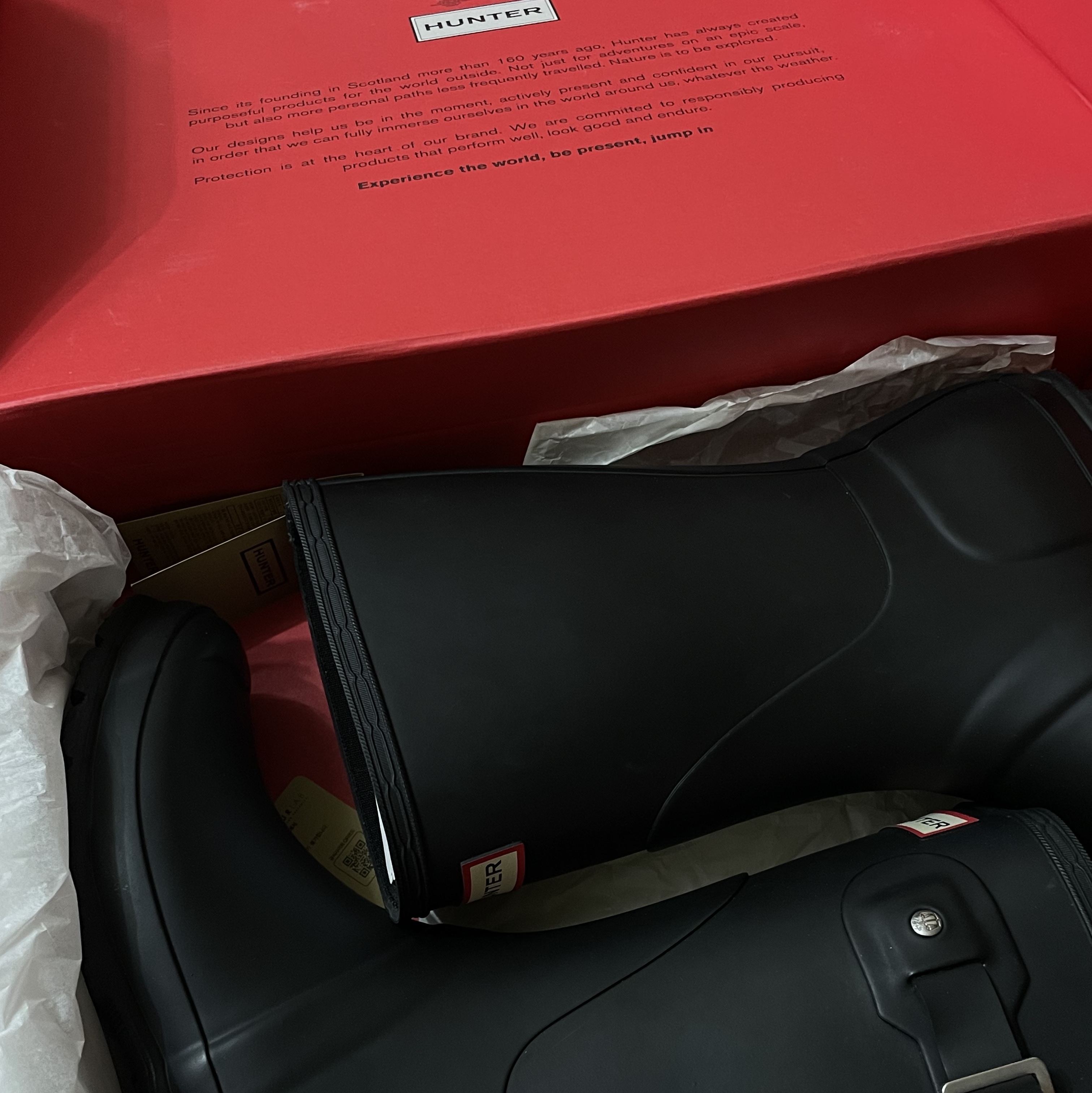 (W) Hunter Original Short Rain Boots Black 착용 스타일