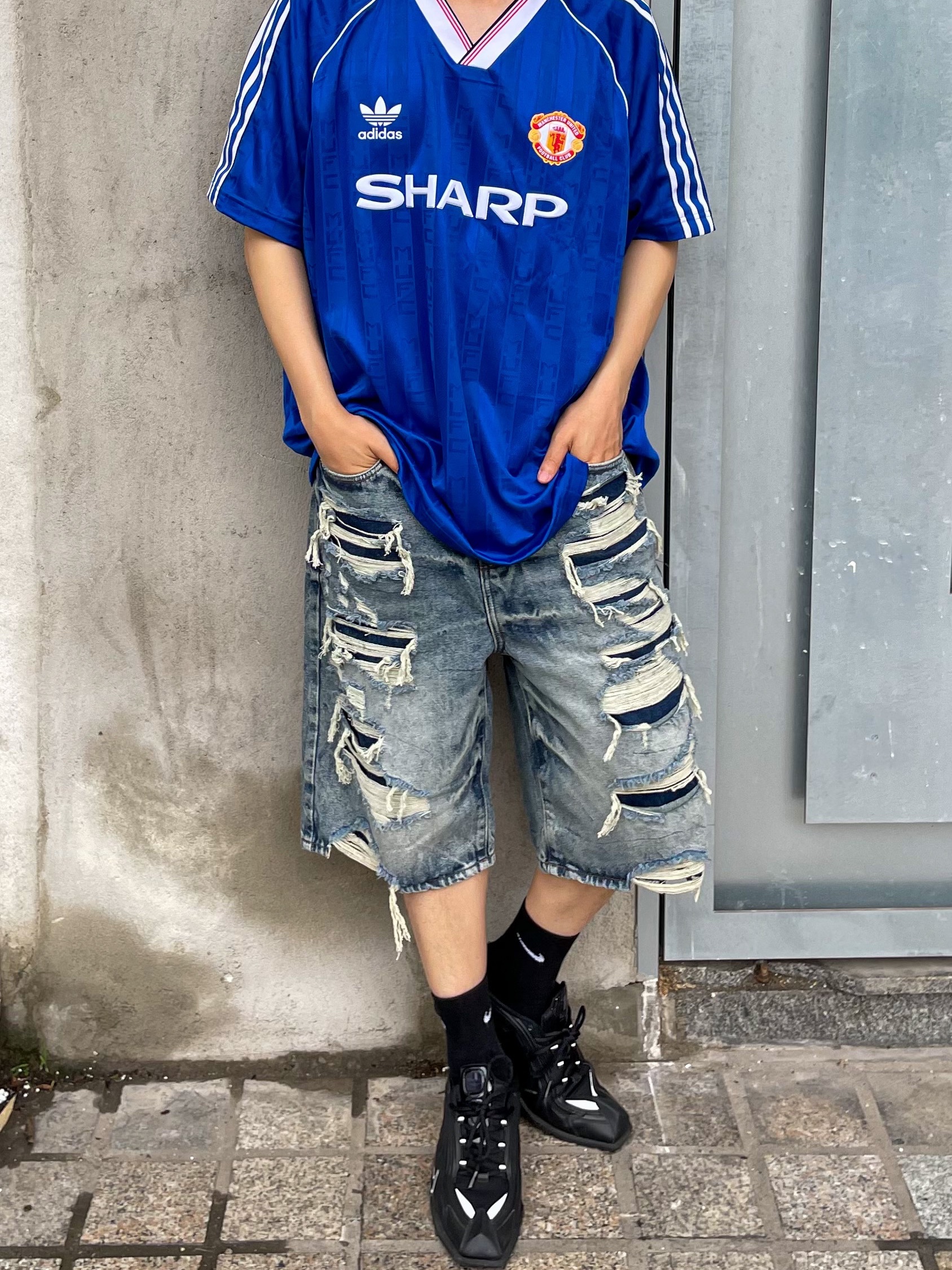 Adidas Manchester United 1988/90 Jersey Collegiate Royal - US Sizing, Adidas Manchester United 1988/90 Jersey Collegiate Royal - KR Sizing 착용 스타일 - 3
