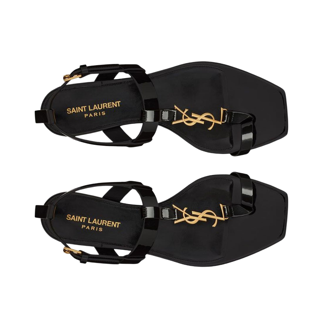 (W) 생로랑 페이턴트 레더 카산드라 샌들 블랙((W) Saint Laurent Cassandra Sandals in Patent Leather Black) - 2