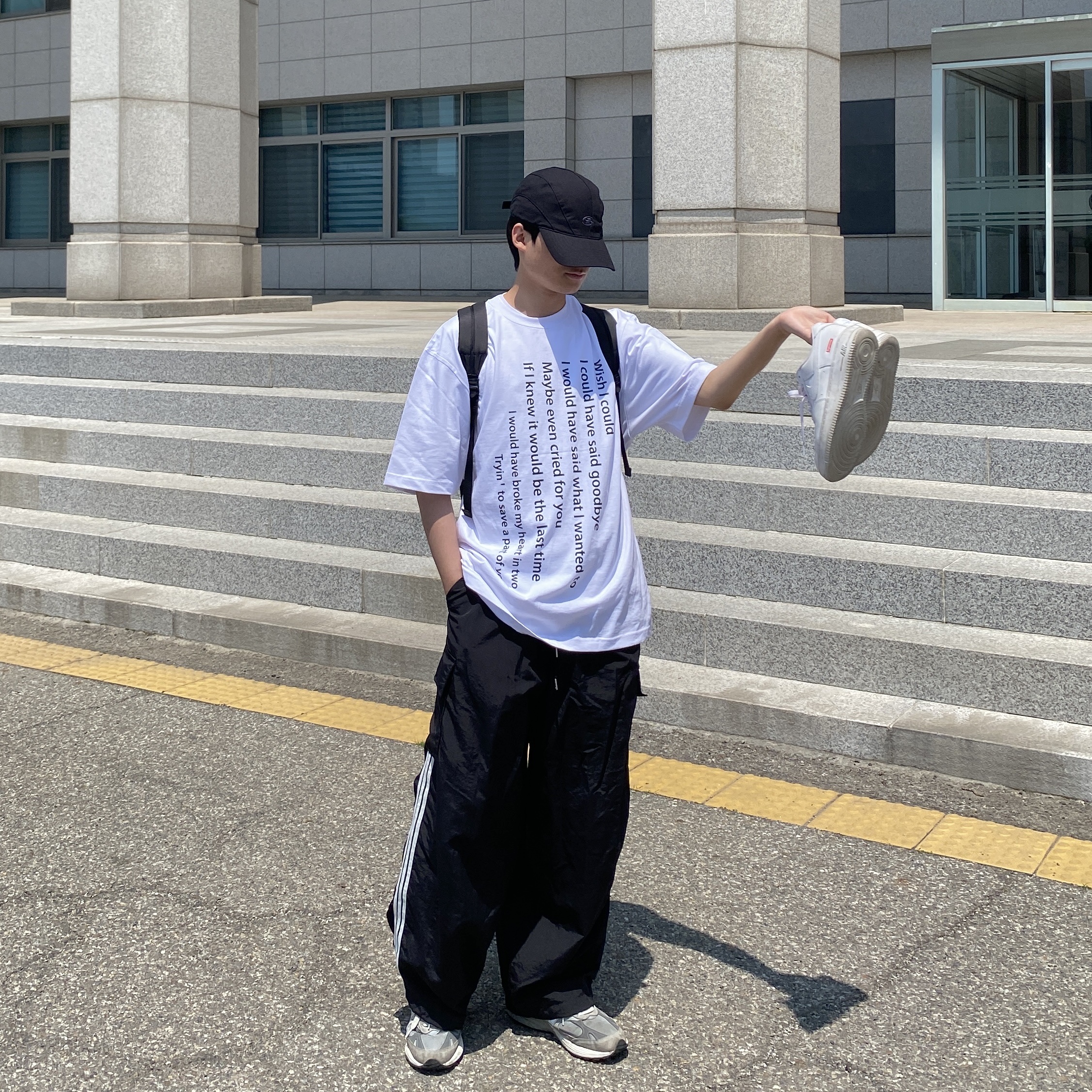 Sansan Gear Ball Cap Black - 23SS, Nike Air Force 1 '07 Low White 착용 스타일 - 1