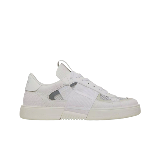 Valentino VL7N Low-Top Sneakers in Calfskin and Mesh Fabric with Bands White