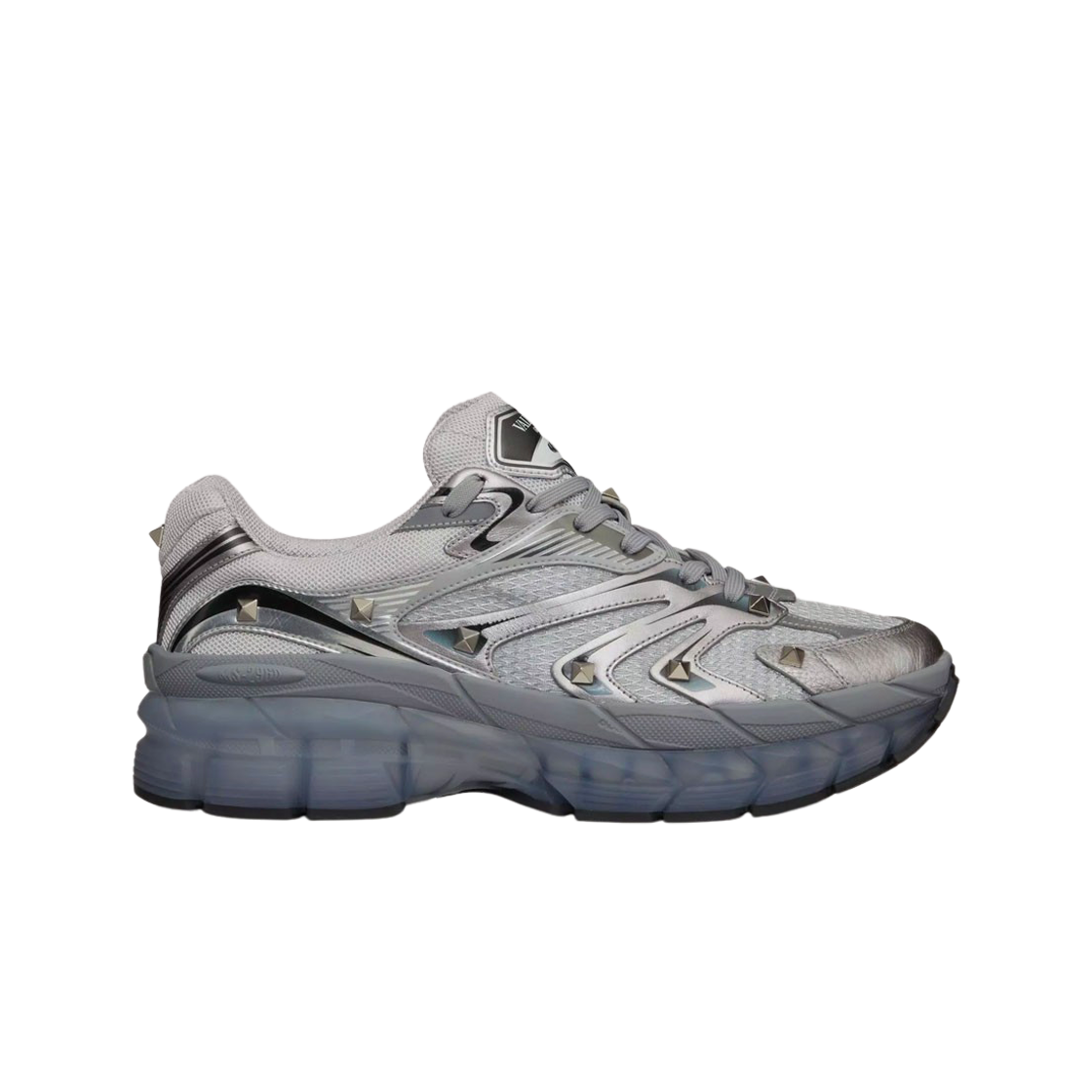 발렌티노 MS-2960 패브릭 & 카프스킨 로우탑 스니커즈 실버 파스텔 그레이 블랙(Valentino MS-2960 Low-Top Sneakers in Fabric and Calfskin Silver Pastel Grey Black) - 1