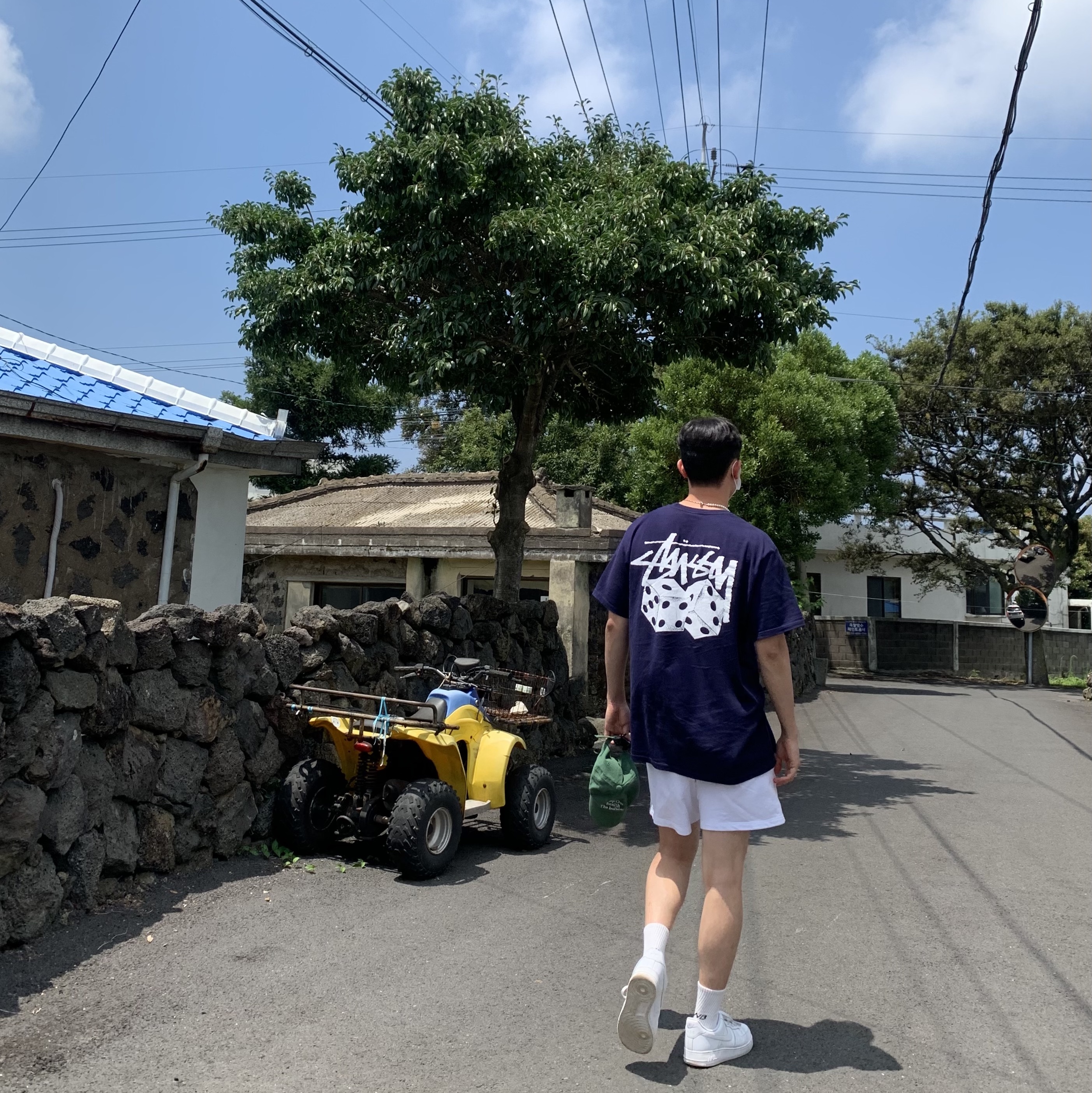 Stussy Basic Stussy T-Shirt Navy 2023, Nike Air Force 1 '07 Low White 착용 스타일