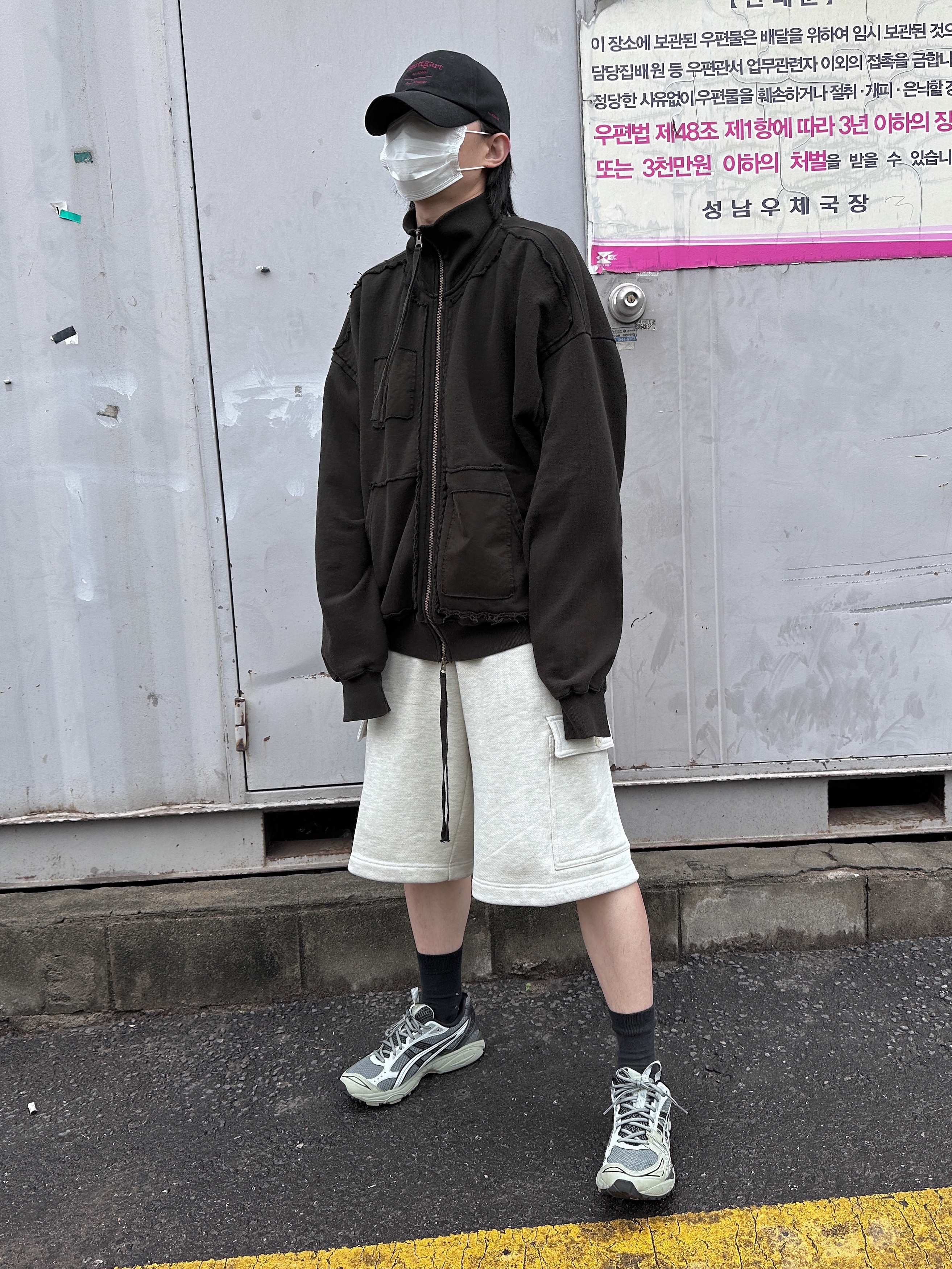 Undermycar Gaor Multi Patched Vintage Zip-Up Ganache - 23SS, Asics UB1-S Gel-Kayano 14 Piedmont Grey 착용 스타일 - 2