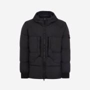 Stone Island 40723 Garment Dyed Crinkle Reps Recycled Nylon Hooded Down Jacket Black - 23FW