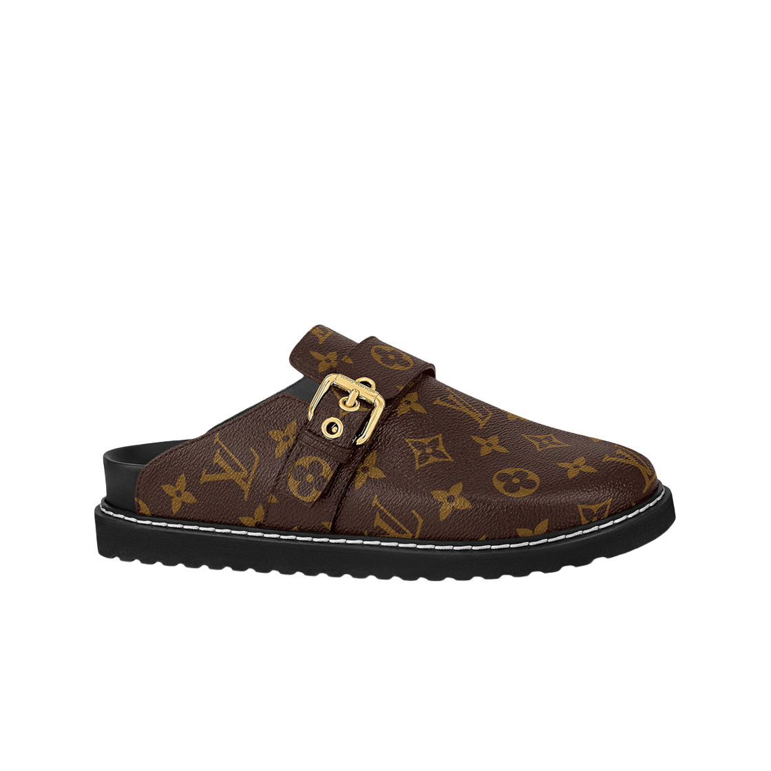 - (W) Louis Vuitton LV Cosy Flat Comfort Clog Monogram Cacao Brown