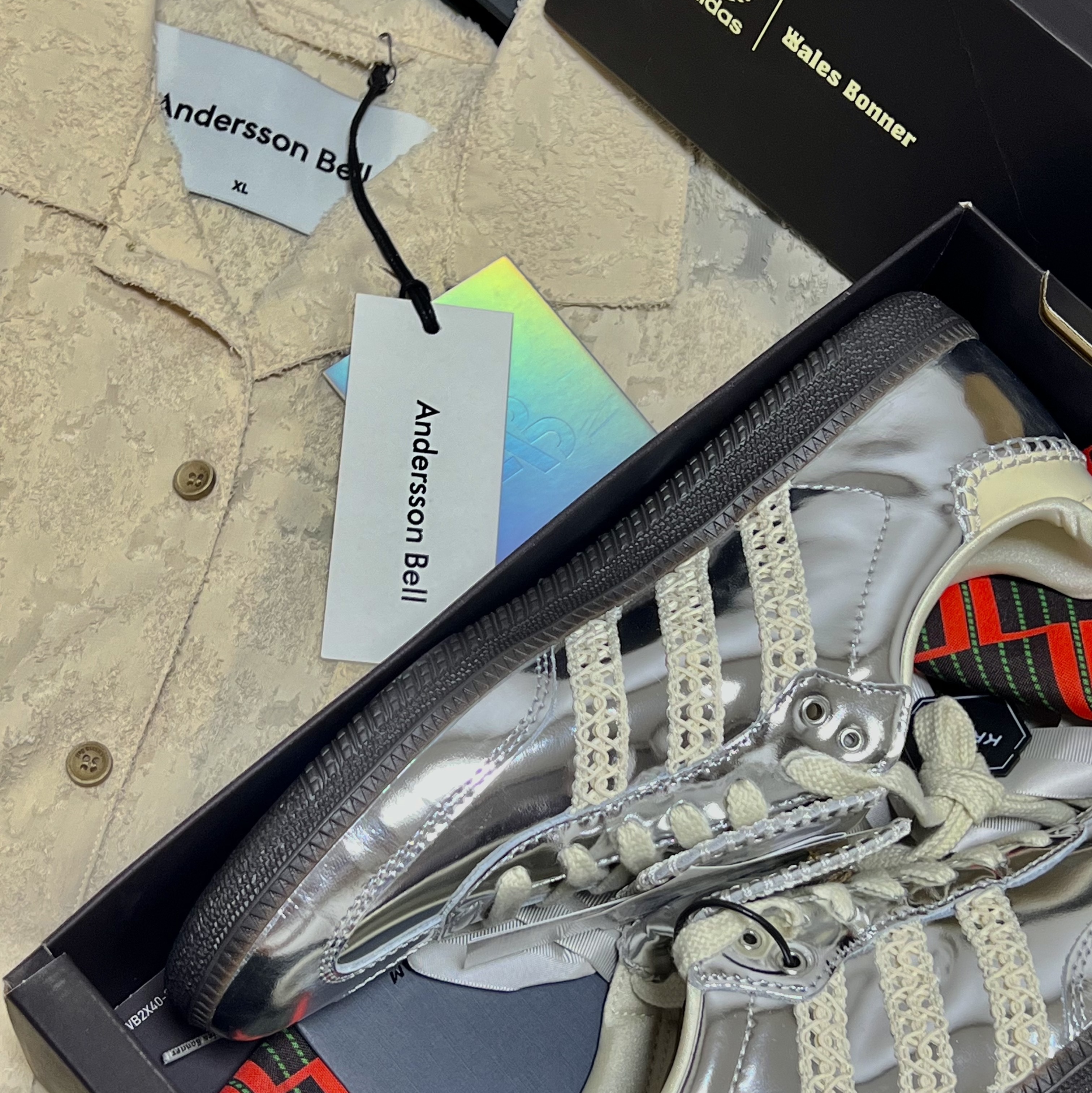 Adidas x Wales Bonner Samba Silver Metallic 착용 스타일