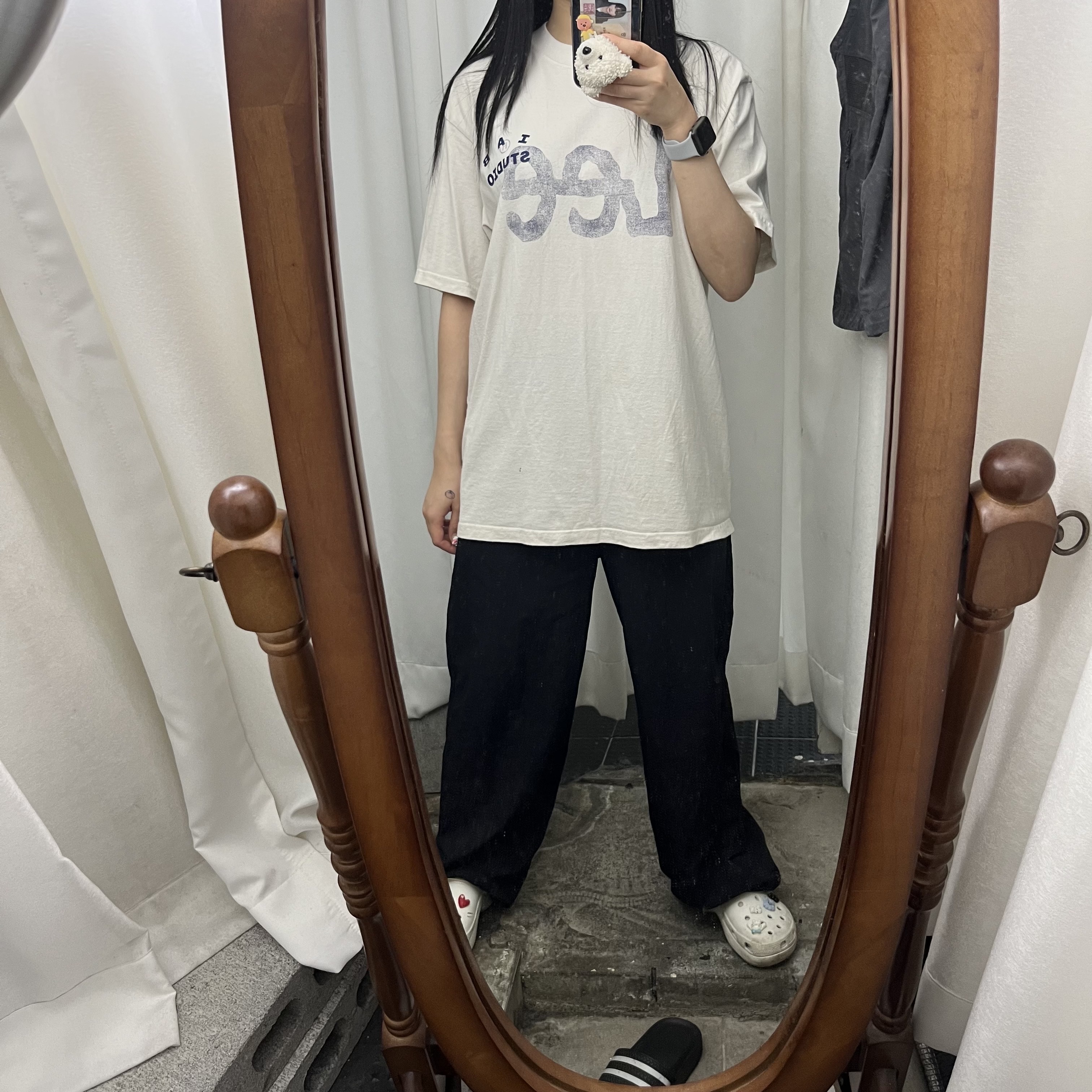 IAB Studio x Lee T-Shirt Oatmeal Ivory 착용 스타일 - 1
