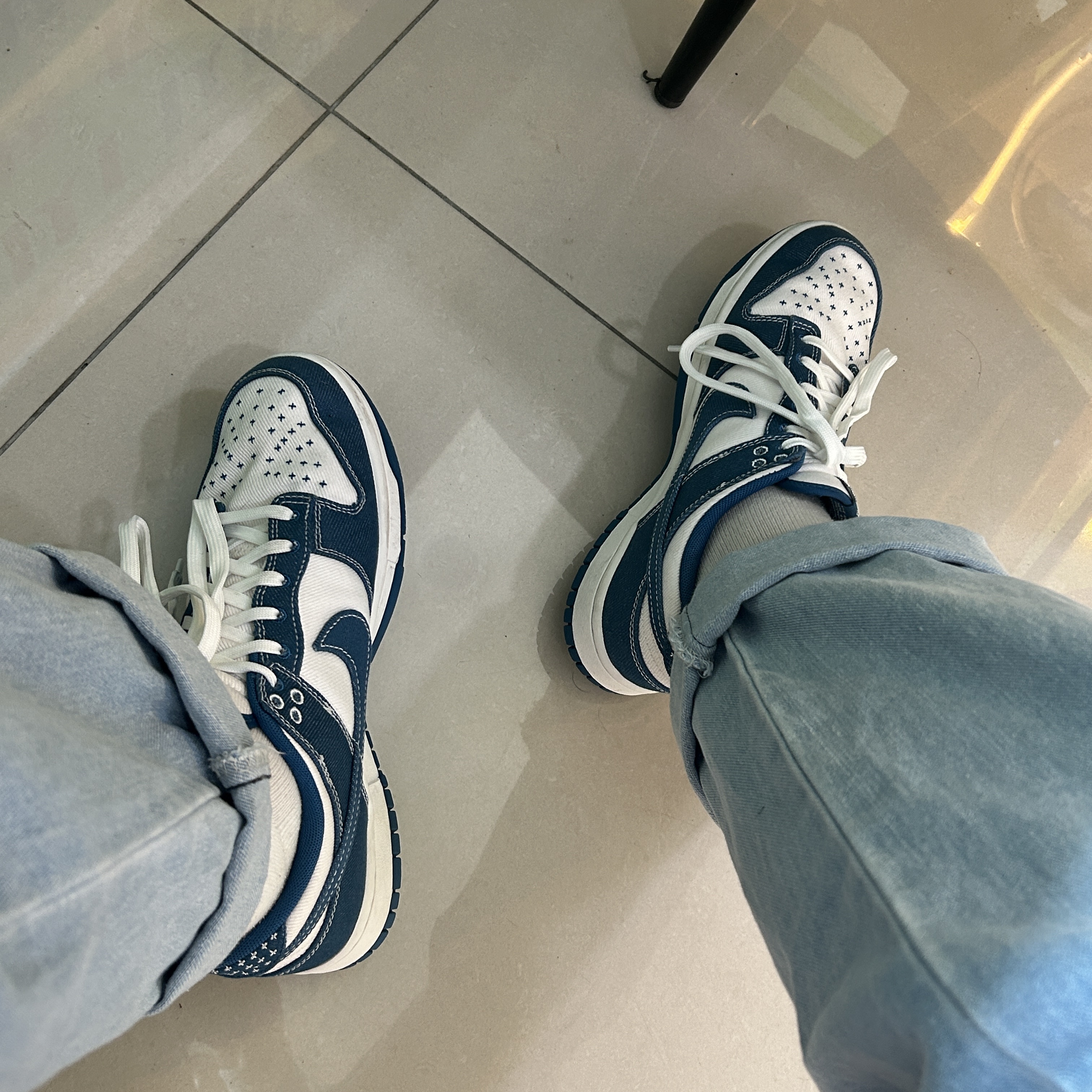 Nike Dunk Low Retro SE Industrial Blue 착용 스타일 - 1