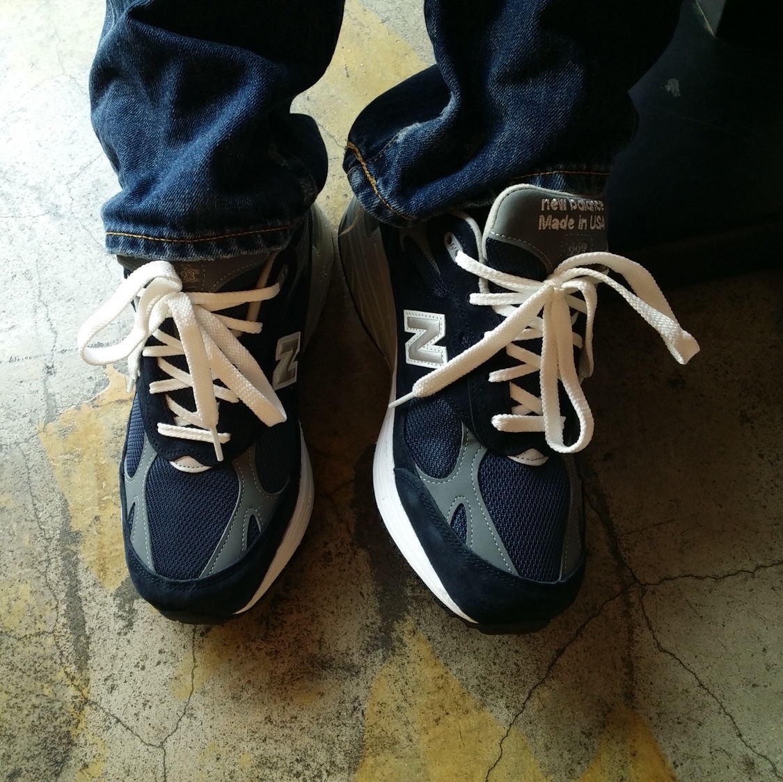 (W) New Balance 993 Made in USA Navy - B Standard, New Balance 993 Made in USA Navy - D Standard 착용 스타일