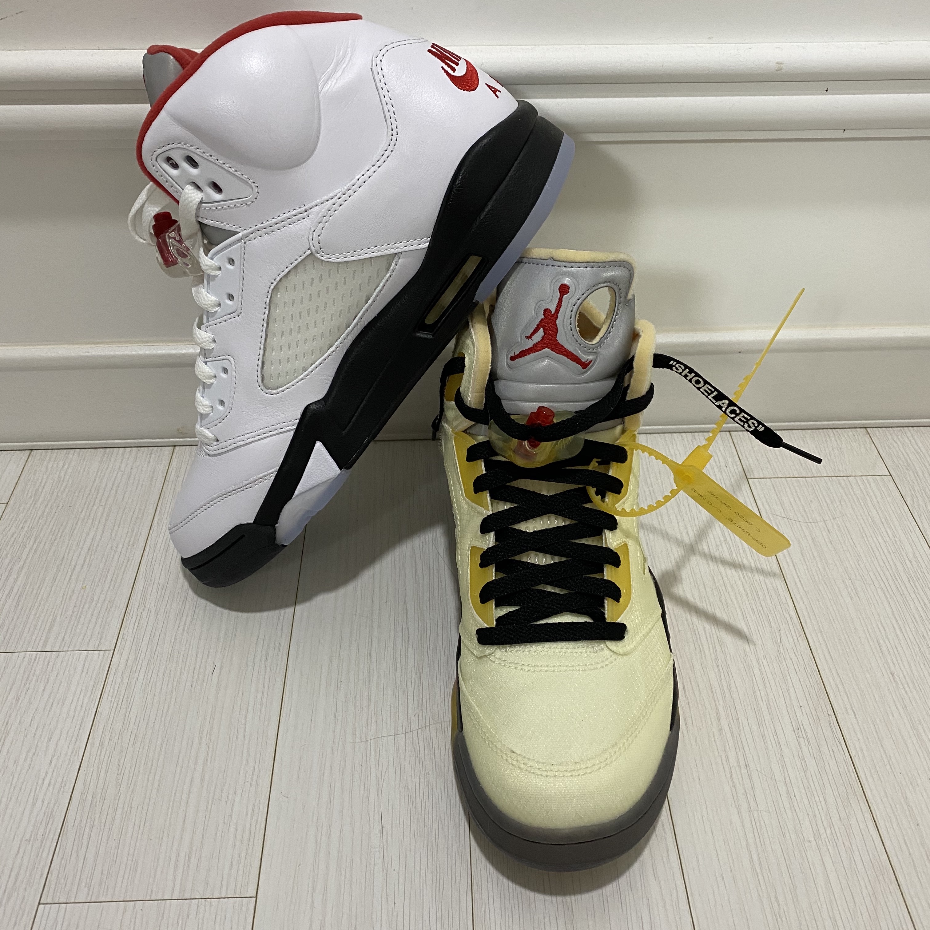 Jordan 5 Retro Fire Red Silver Tongue 2020 착용 스타일 - 1