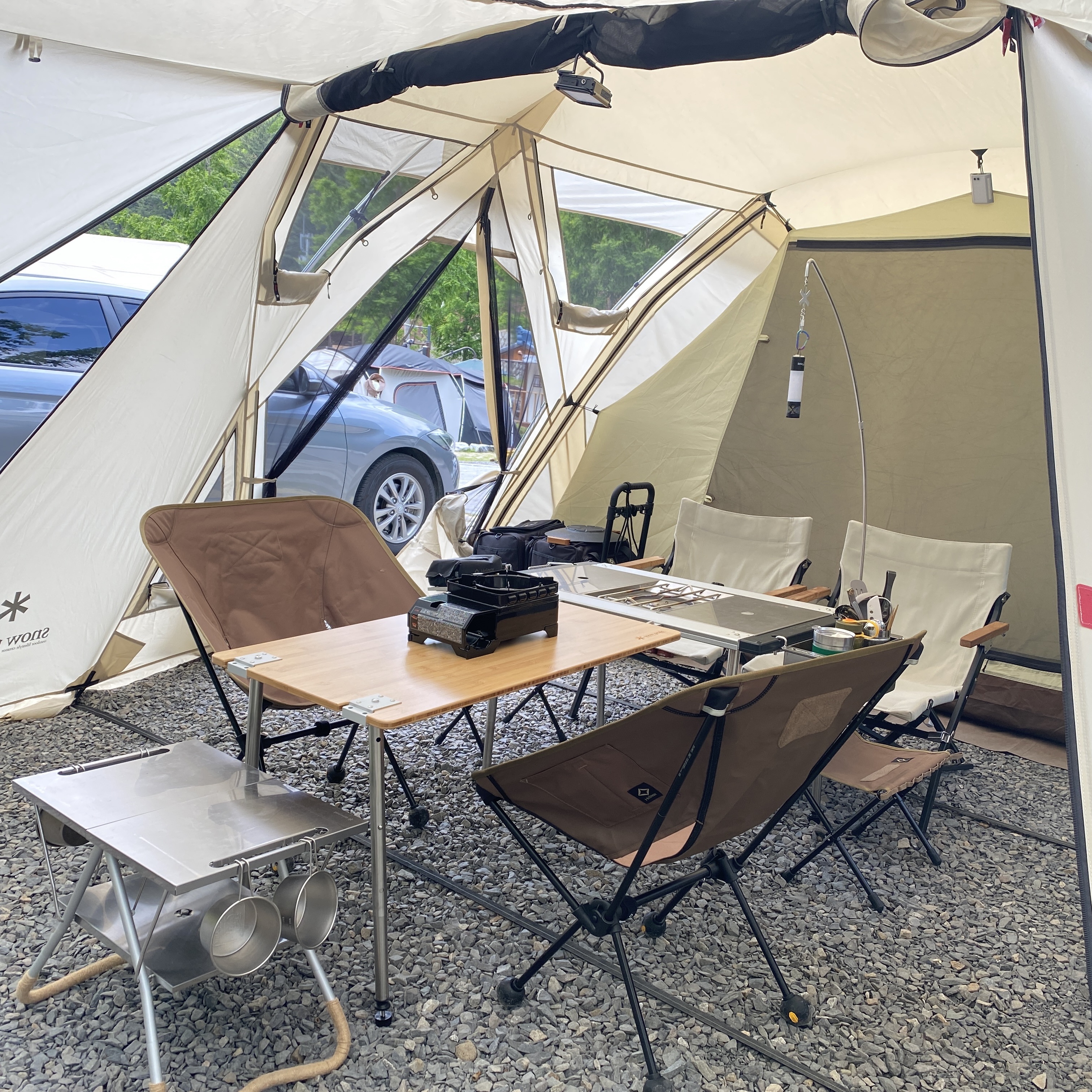 Snow Peak IGT Three Unit Frame, Snow Peak Low Chair Short Ivory 착용 스타일