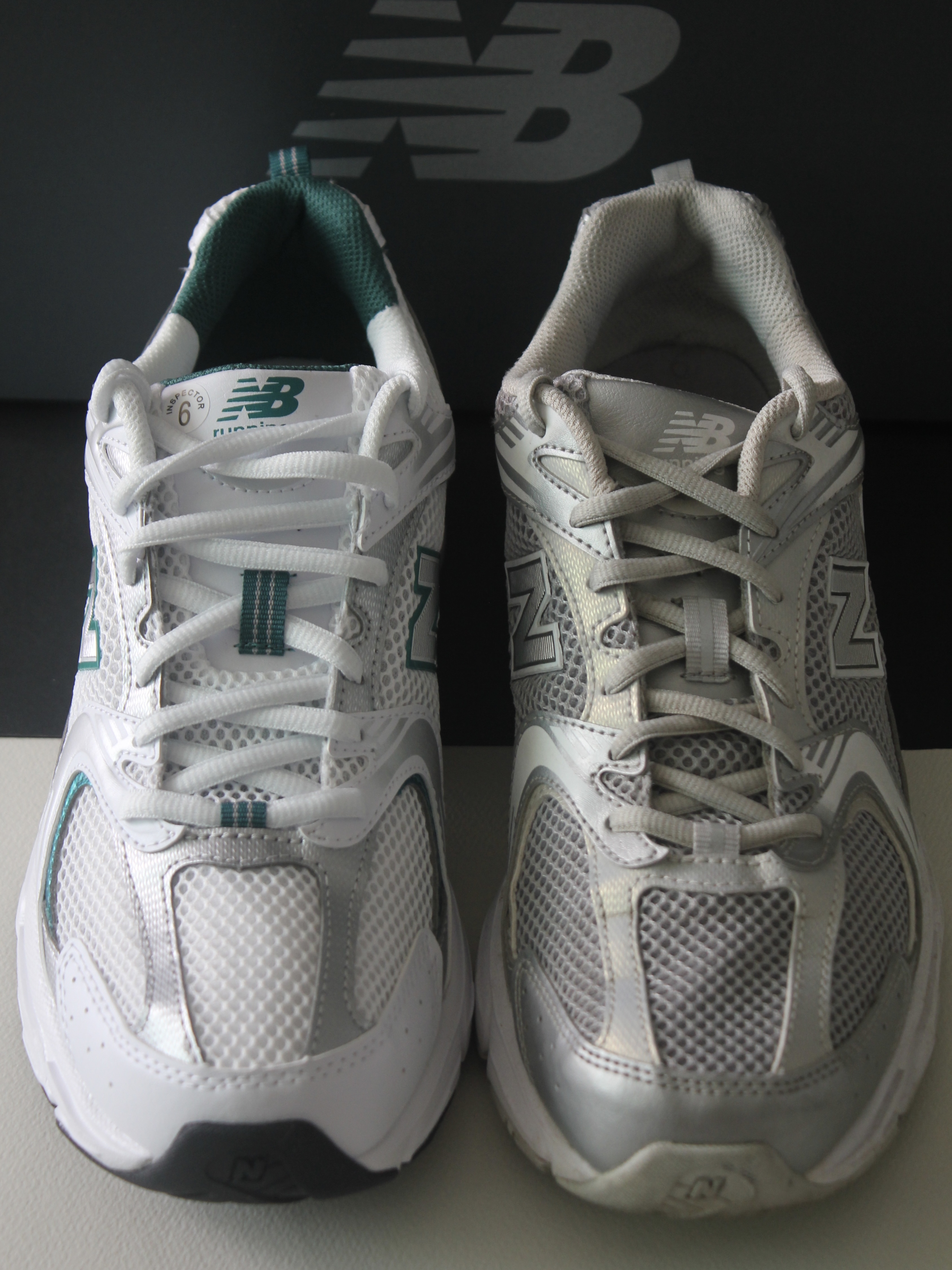 New Balance 530 White Mint, New Balance 530 Silver Grey 착용 스타일 - 1