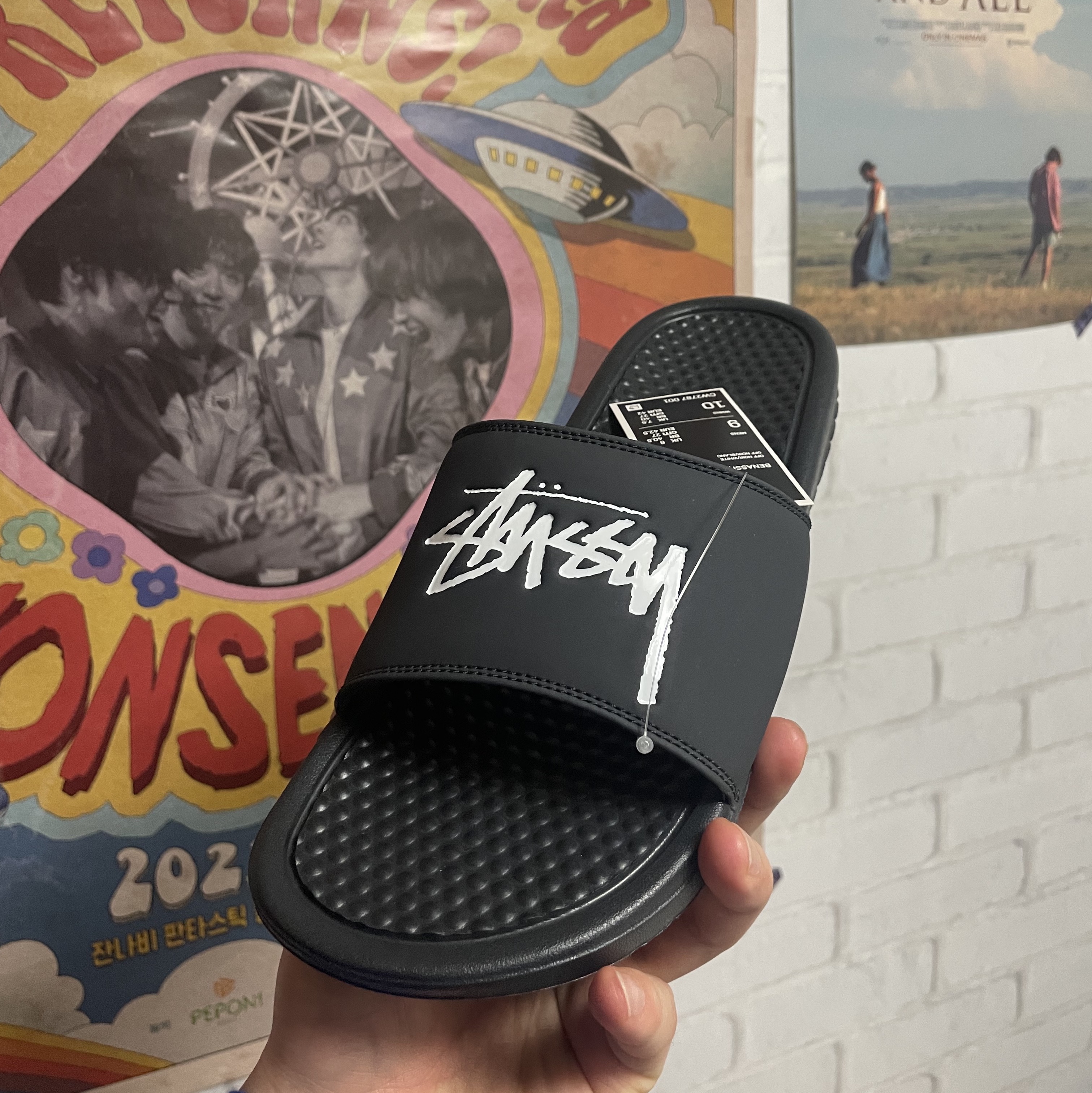 Nike x Stussy Benassi Slide Off Noir 착용 스타일