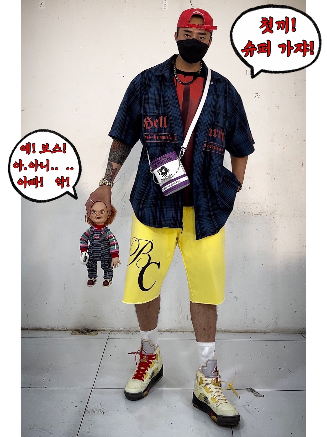 Supreme Pigment Canvas S Logo 6-Panel Red - 23SS, Supreme Bleed Logo S/S Top Black - 20FW 착용 스타일 - 2