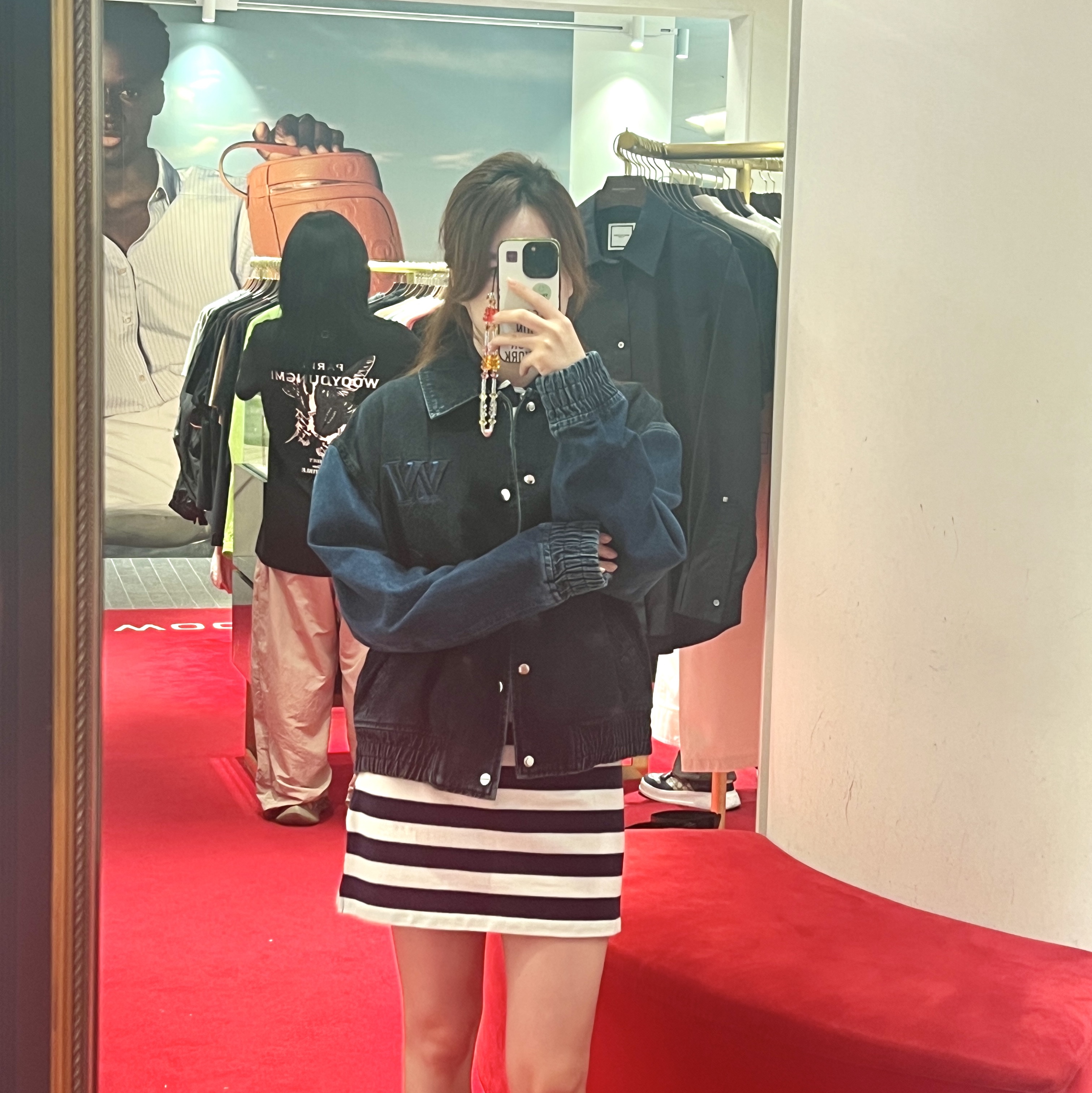 Wooyoungmi Denim Varsity Jacket Navy 착용 스타일