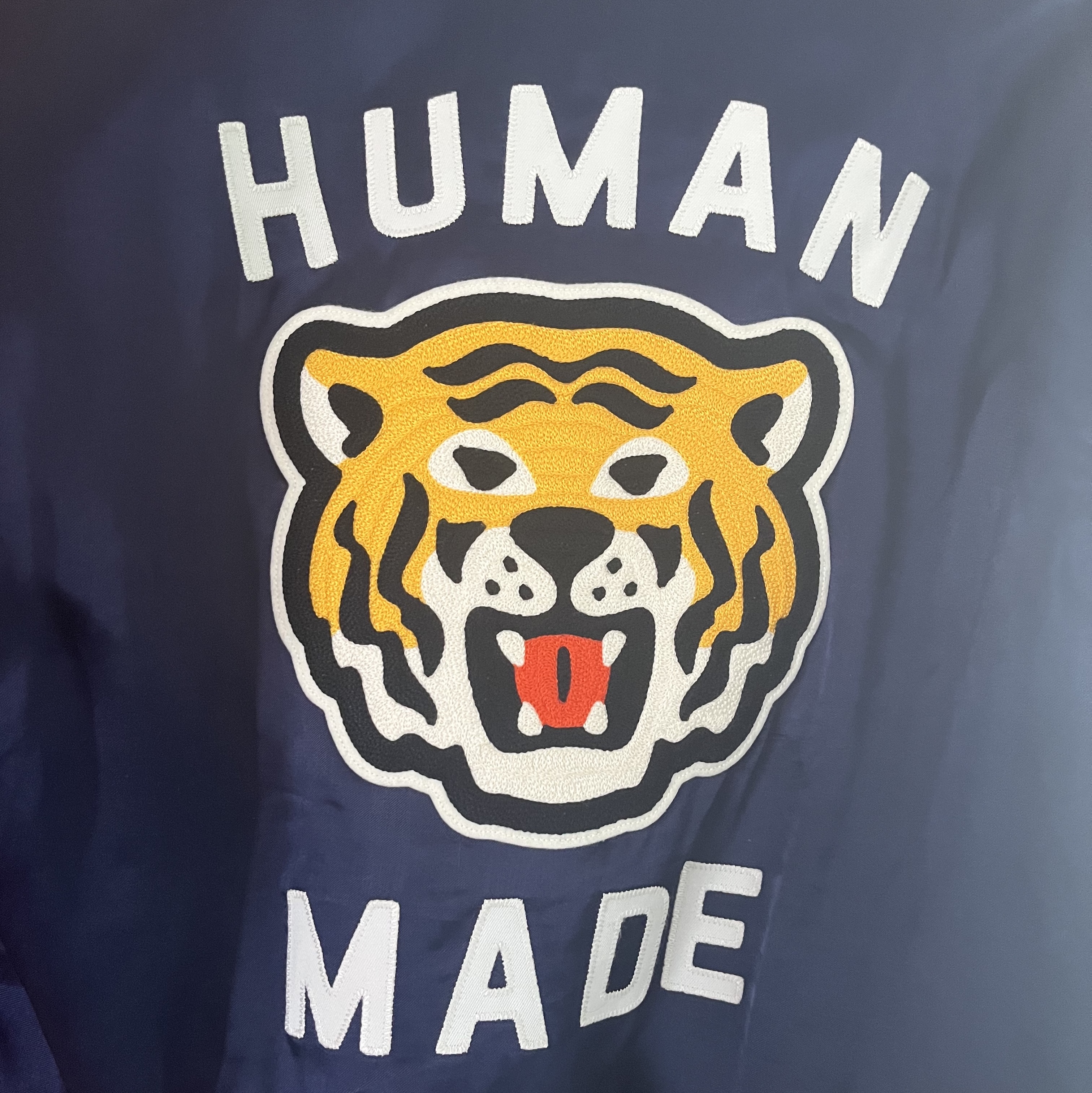 Human Made Stadium Jacket Navy 착용 스타일
