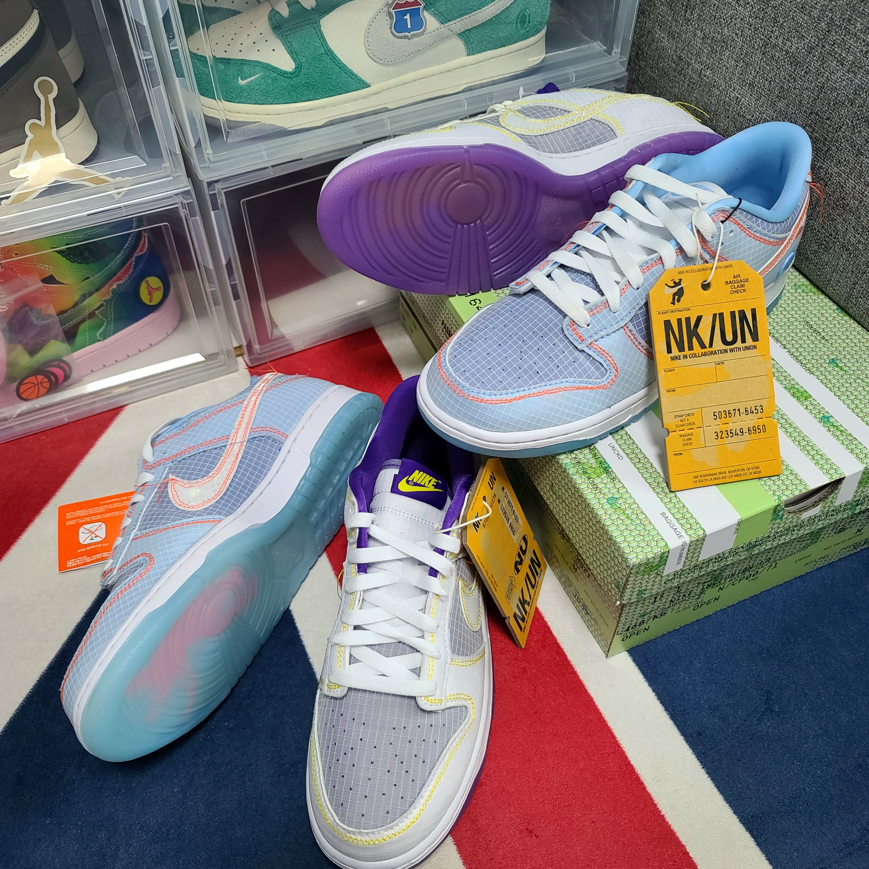 Nike x Union Dunk Low Passport Pack Court Purple White, Nike x Union Dunk Low Passport Pack Argon 착용 스타일