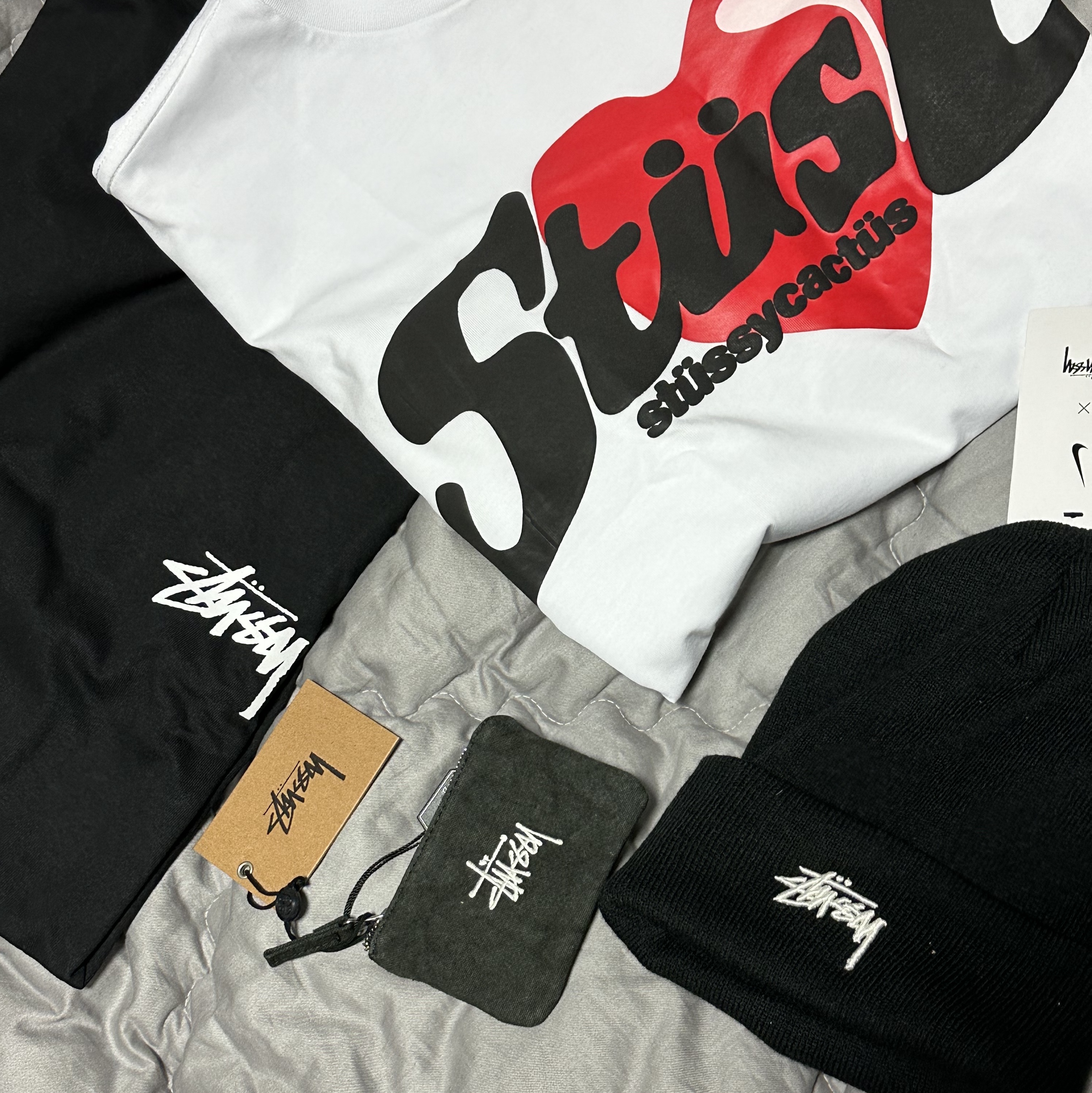 Stussy Canvas Coin Pouch Washed Black, Stussy Stock Cuff Beanie Black 착용 스타일