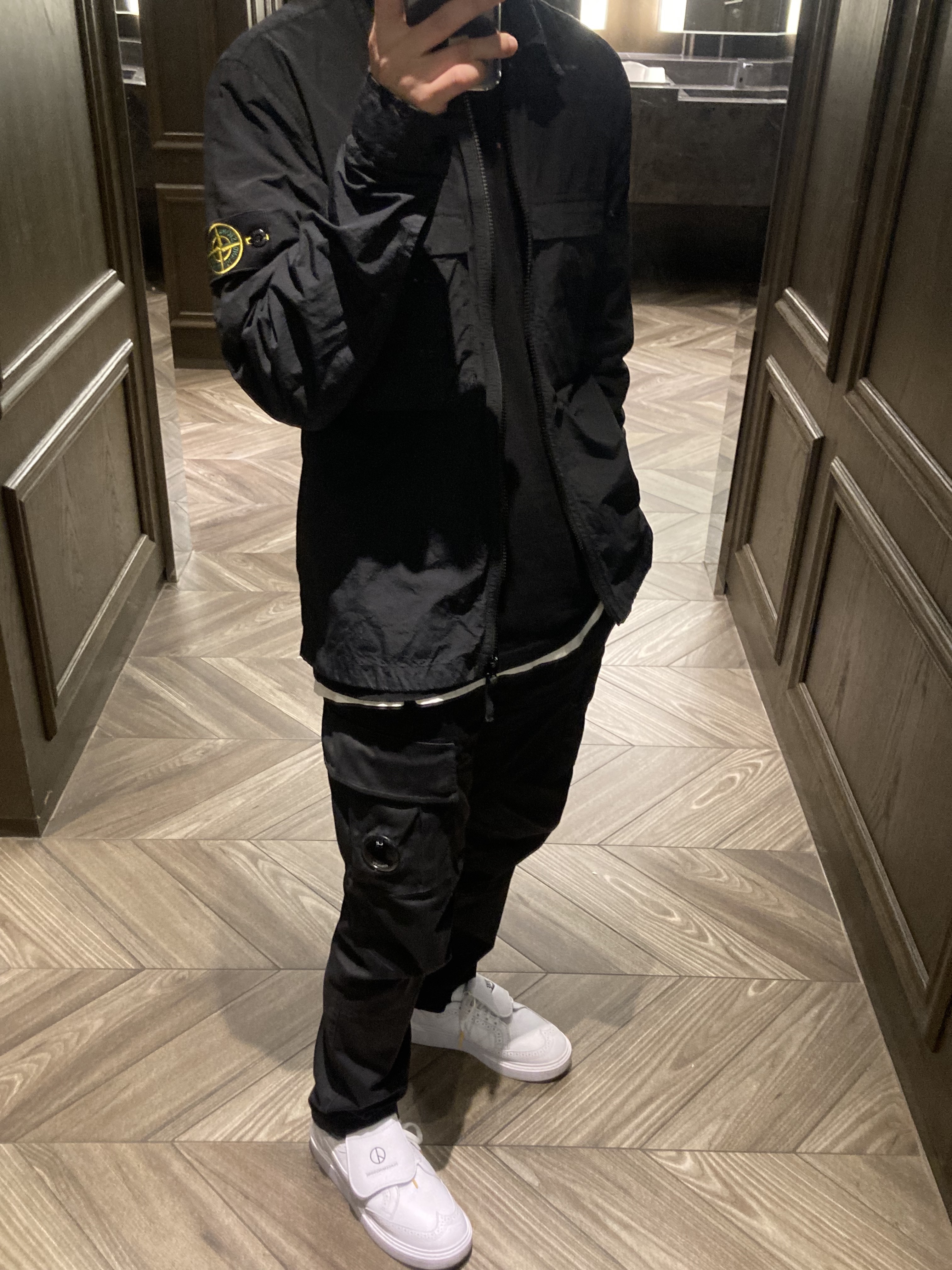Stone Island 11102 Naslan Light Overshirt Black - 20SS, Nike x Peaceminusone Kwondo1 White 착용 스타일