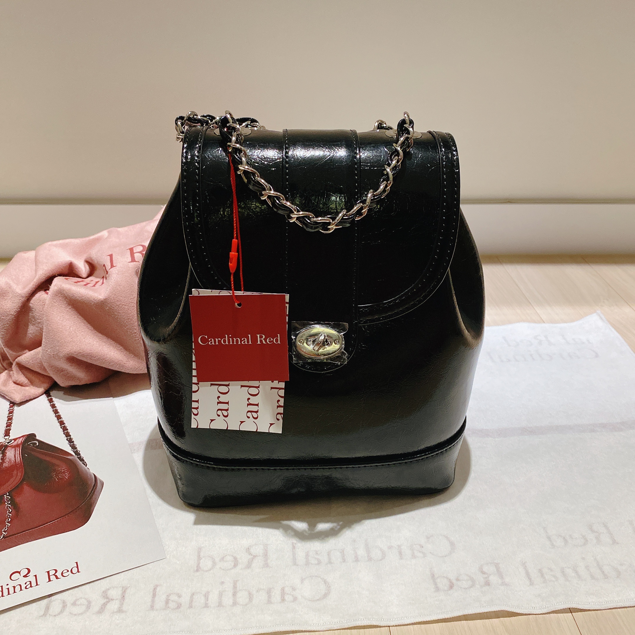 Cardinal Red Hawoo-A Bag Black 착용 스타일