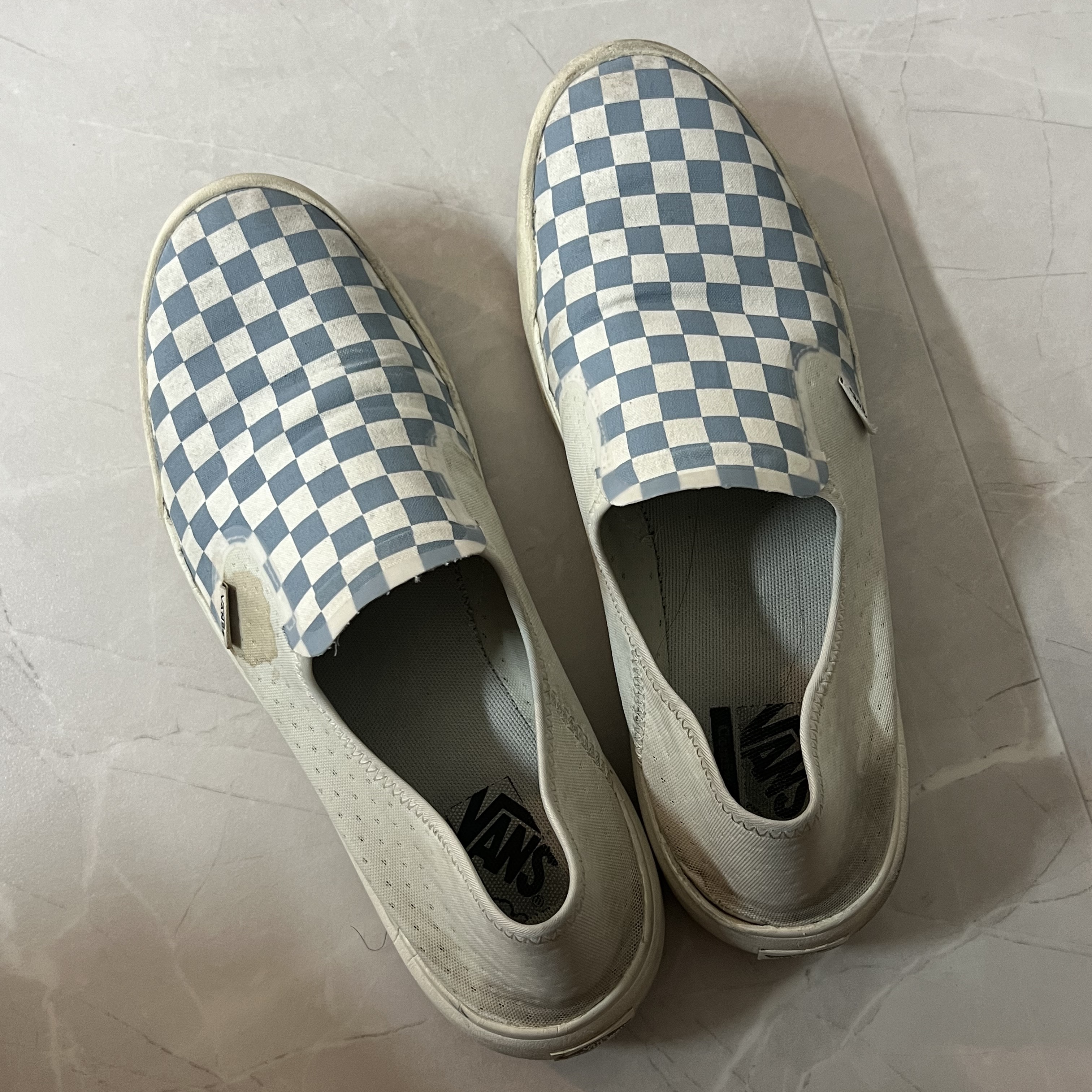 Vans ComfyCush One Checkerboard Blue 착용 스타일