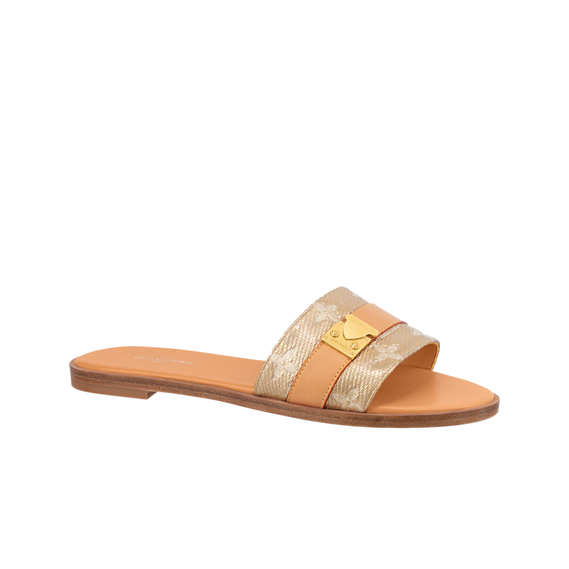 (W) 루이비통 락 잇 플랫 뮬 모노그램 골드((W) Louis Vuitton Lock it Flat Mule Monogram Gold) - 1