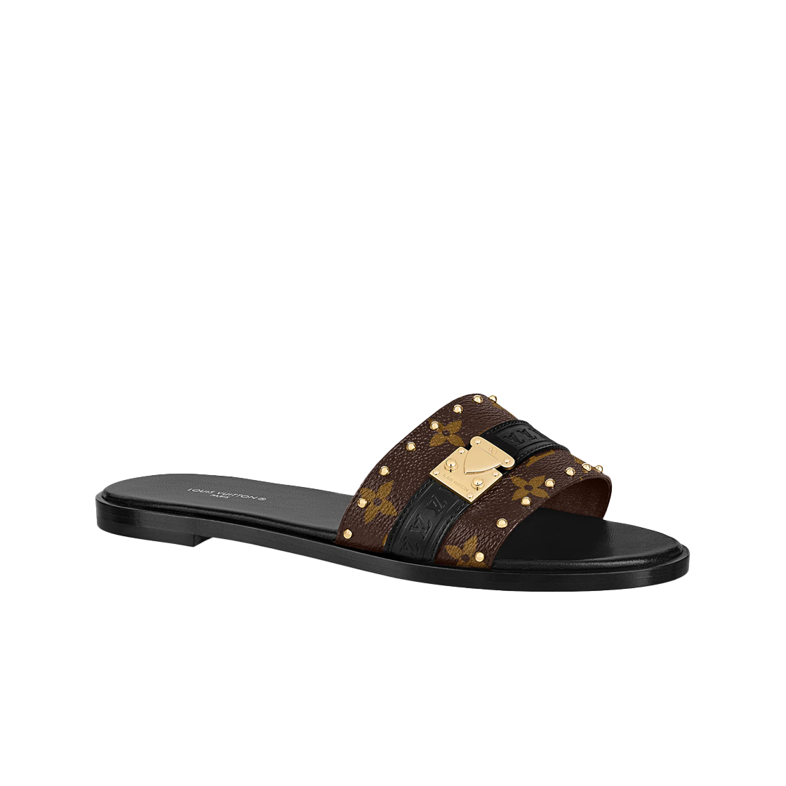 (W) 루이비통 락 잇 플랫 뮬 모노그램 블랙((W) Louis Vuitton Lock it Flat Mule Monogram Black) - 1